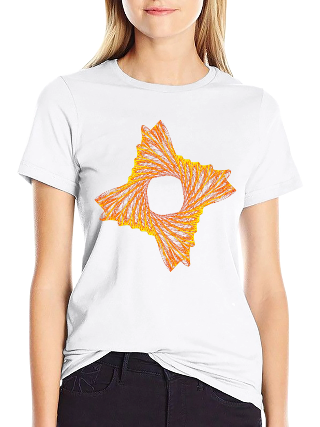 Abstract Fiery Star Graphic Tee - Black Cotton T-Shirt
