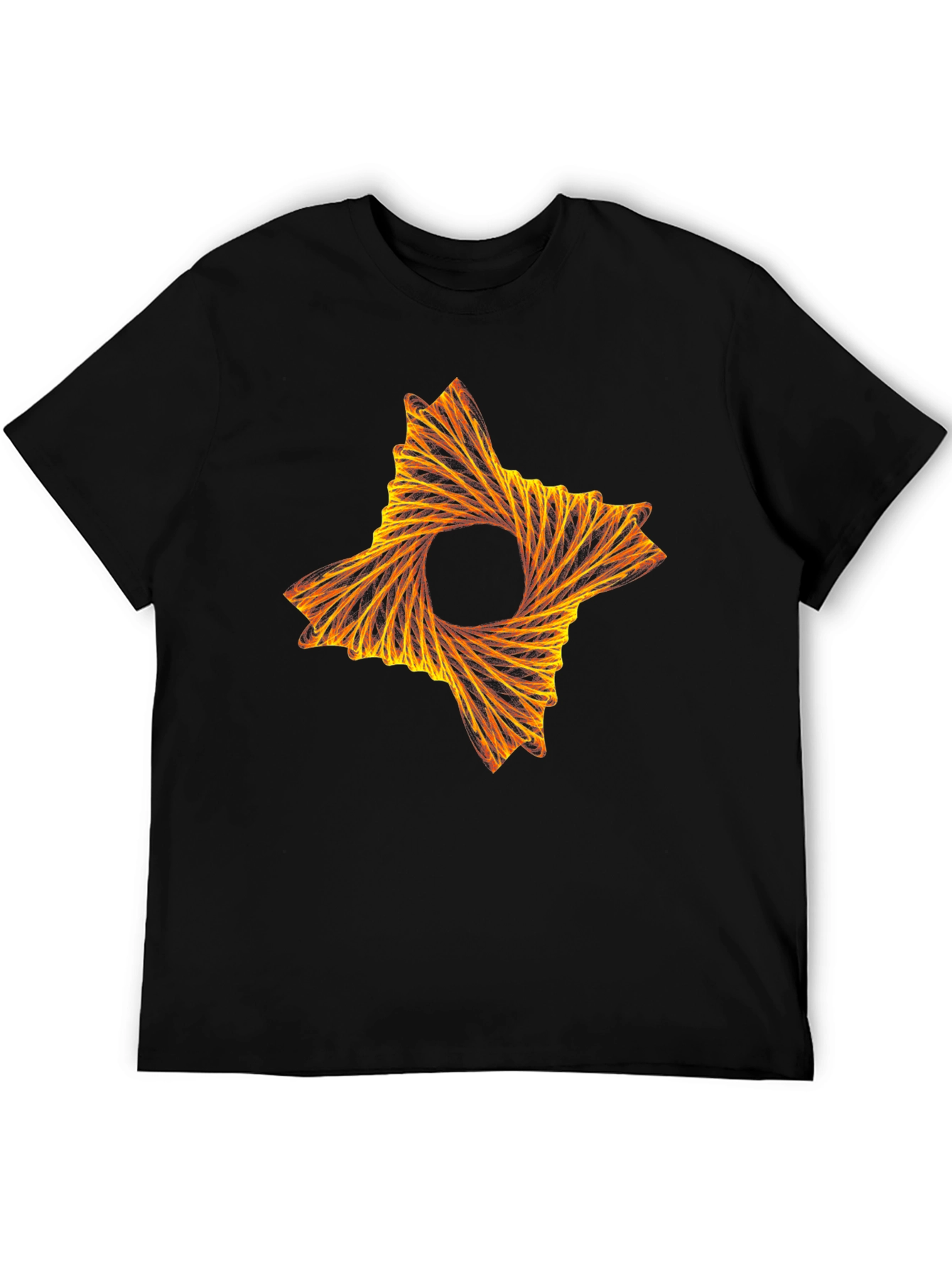 Abstract Fiery Star Graphic Tee - Black Cotton T-Shirt