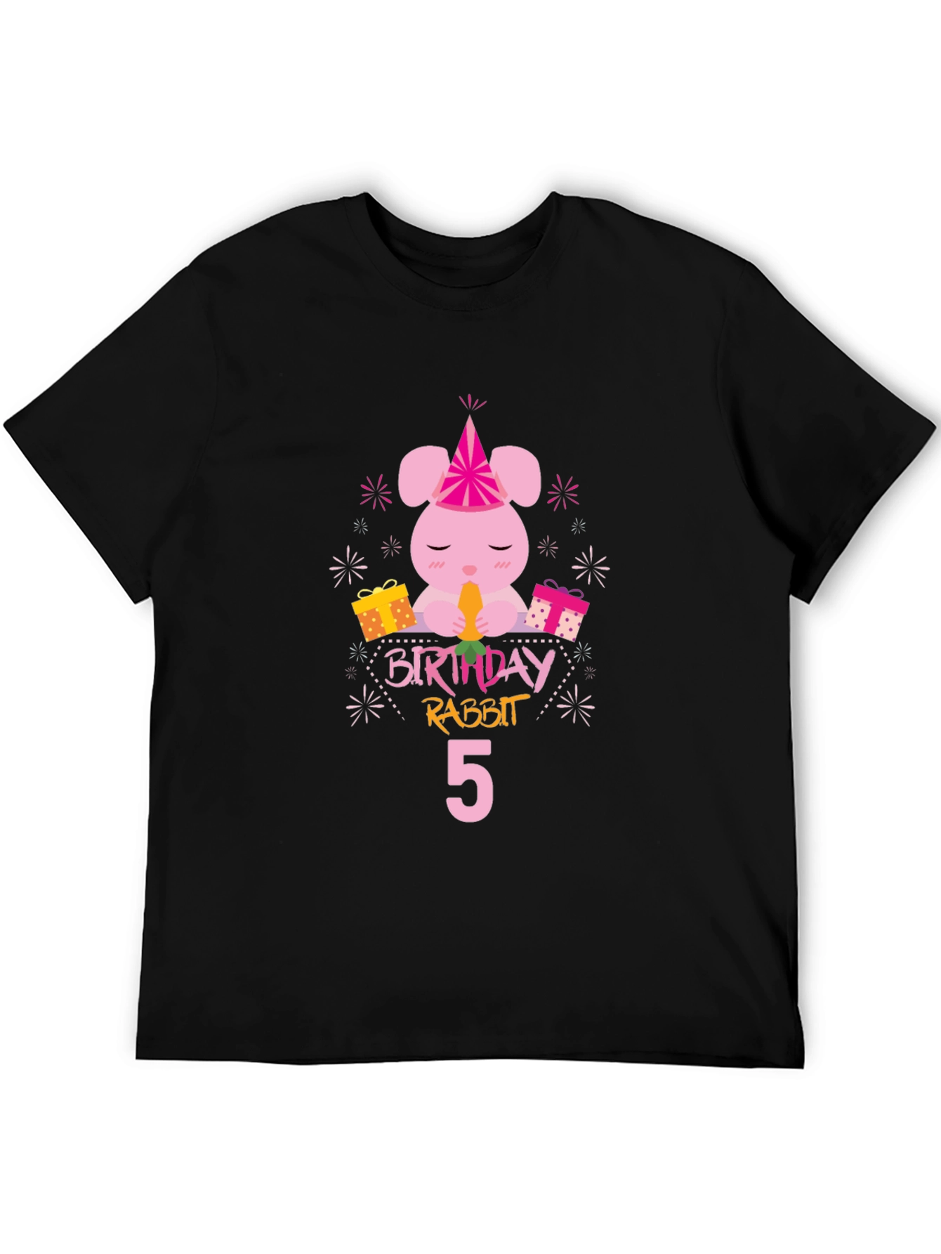 Birthday Rabbit 5th Birthday Black T-shirt