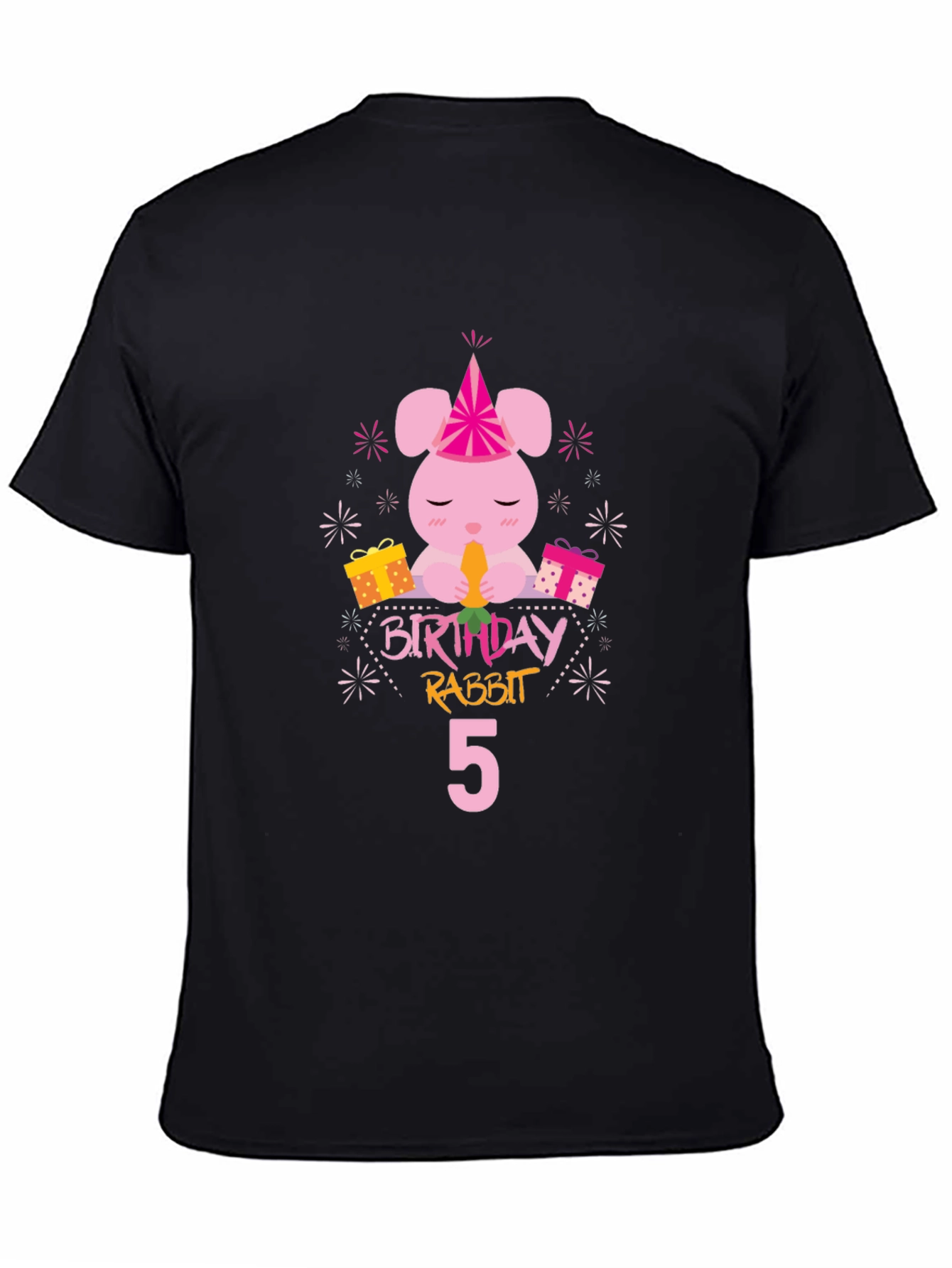 Birthday Rabbit 5th Birthday Black T-shirt