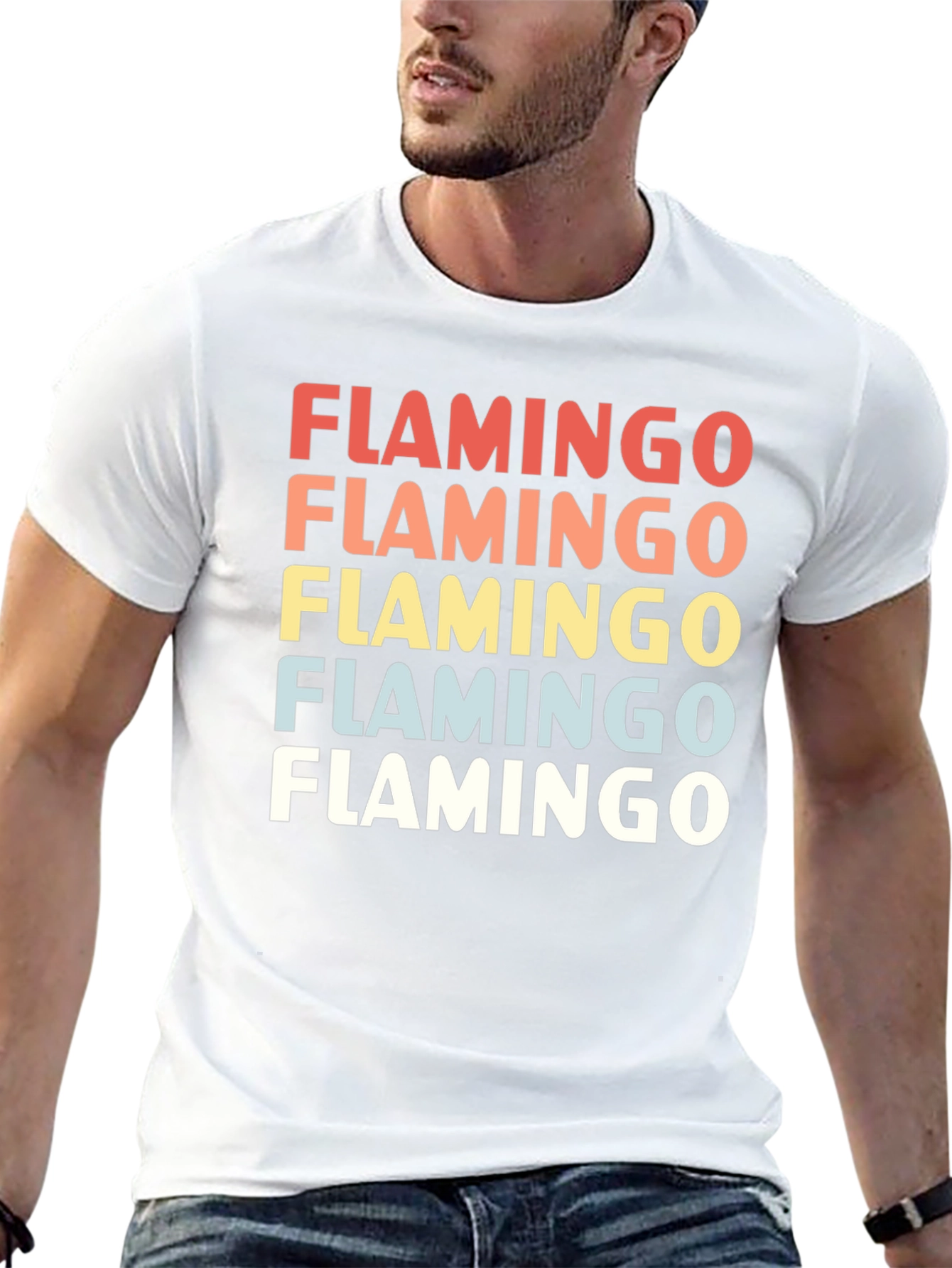 Retro Flamingo Graphic T-Shirt Black Cotton Tee