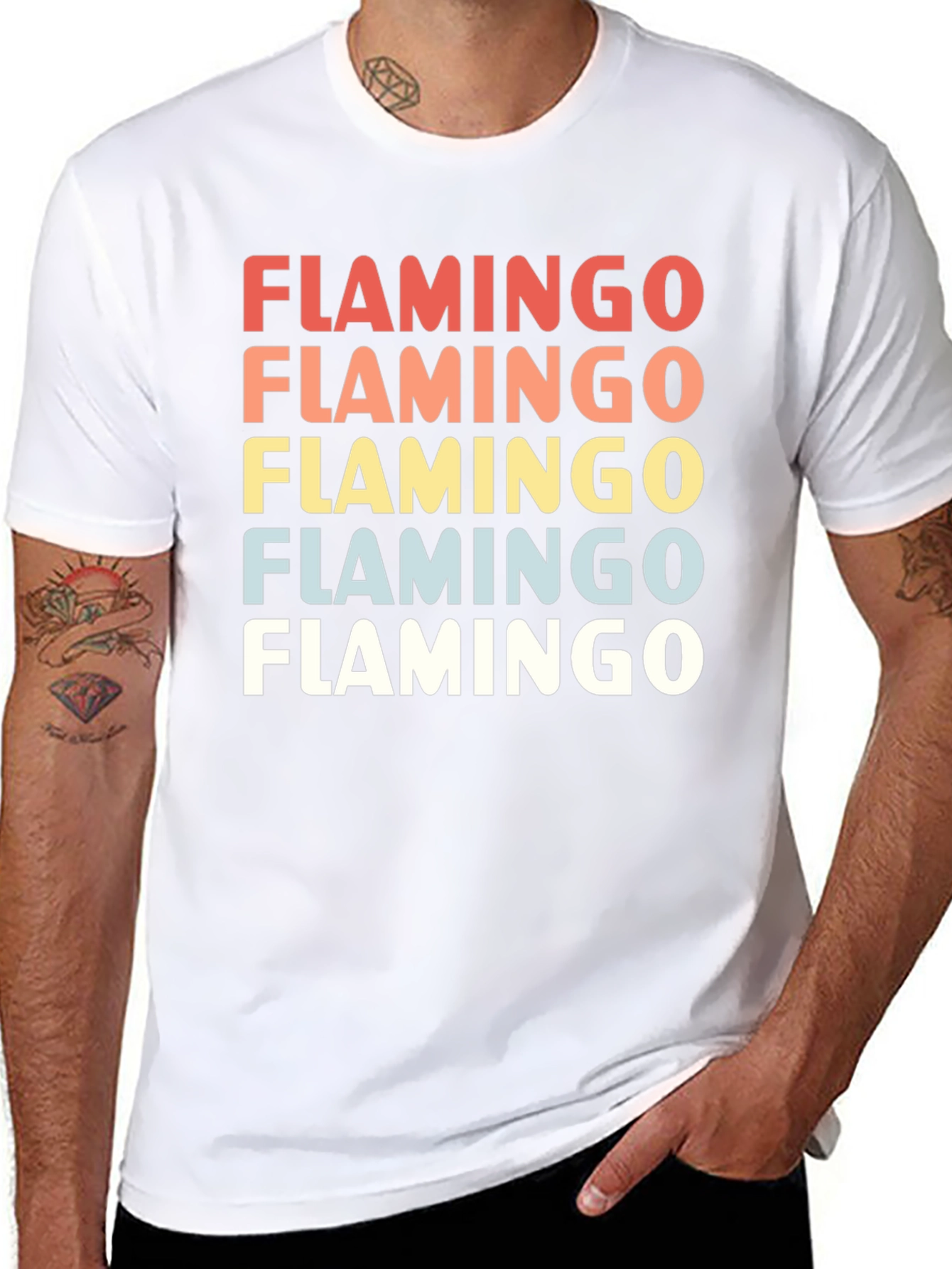 Retro Flamingo Graphic T-Shirt Black Cotton Tee