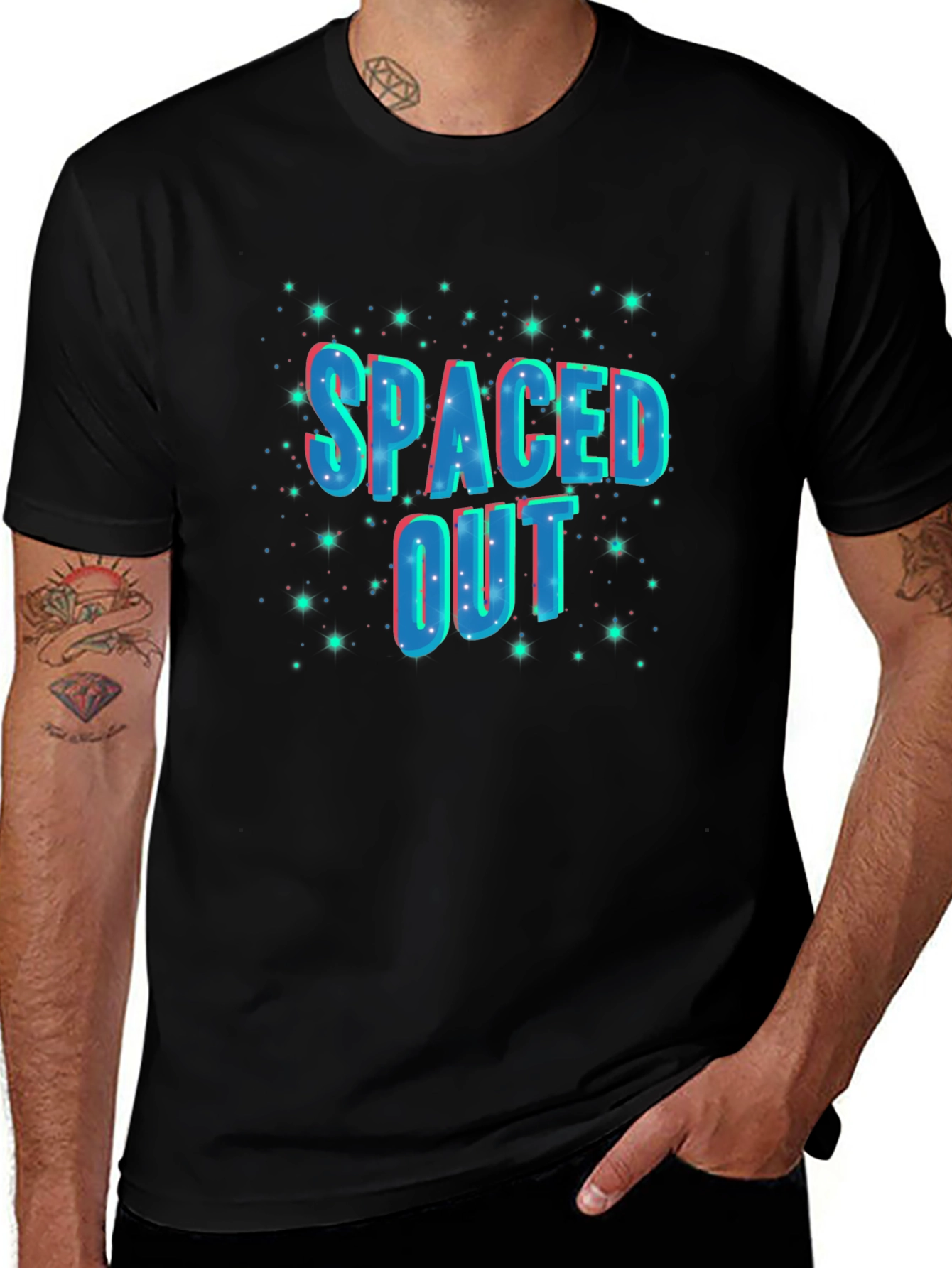 Spaced Out Graphic Black T-Shirt
