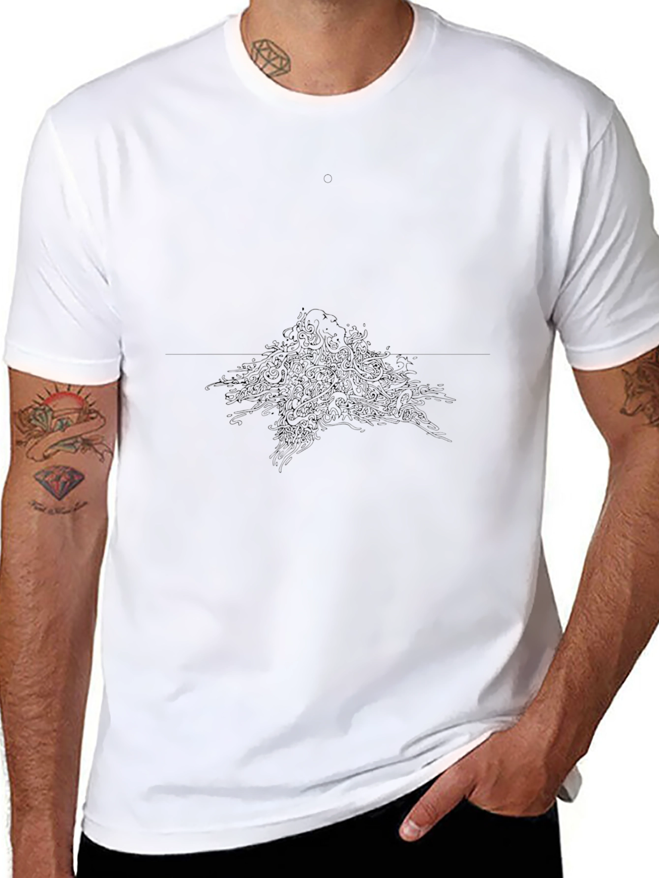 Black Graphic Tee - Abstract Design Comfort Fit