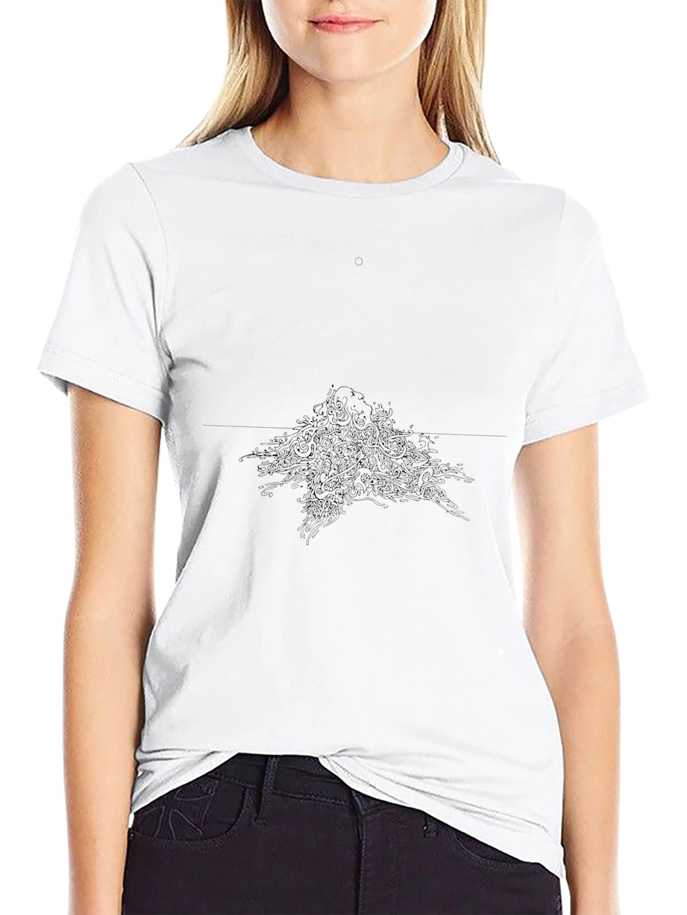 Black Graphic Tee - Abstract Design Comfort Fit