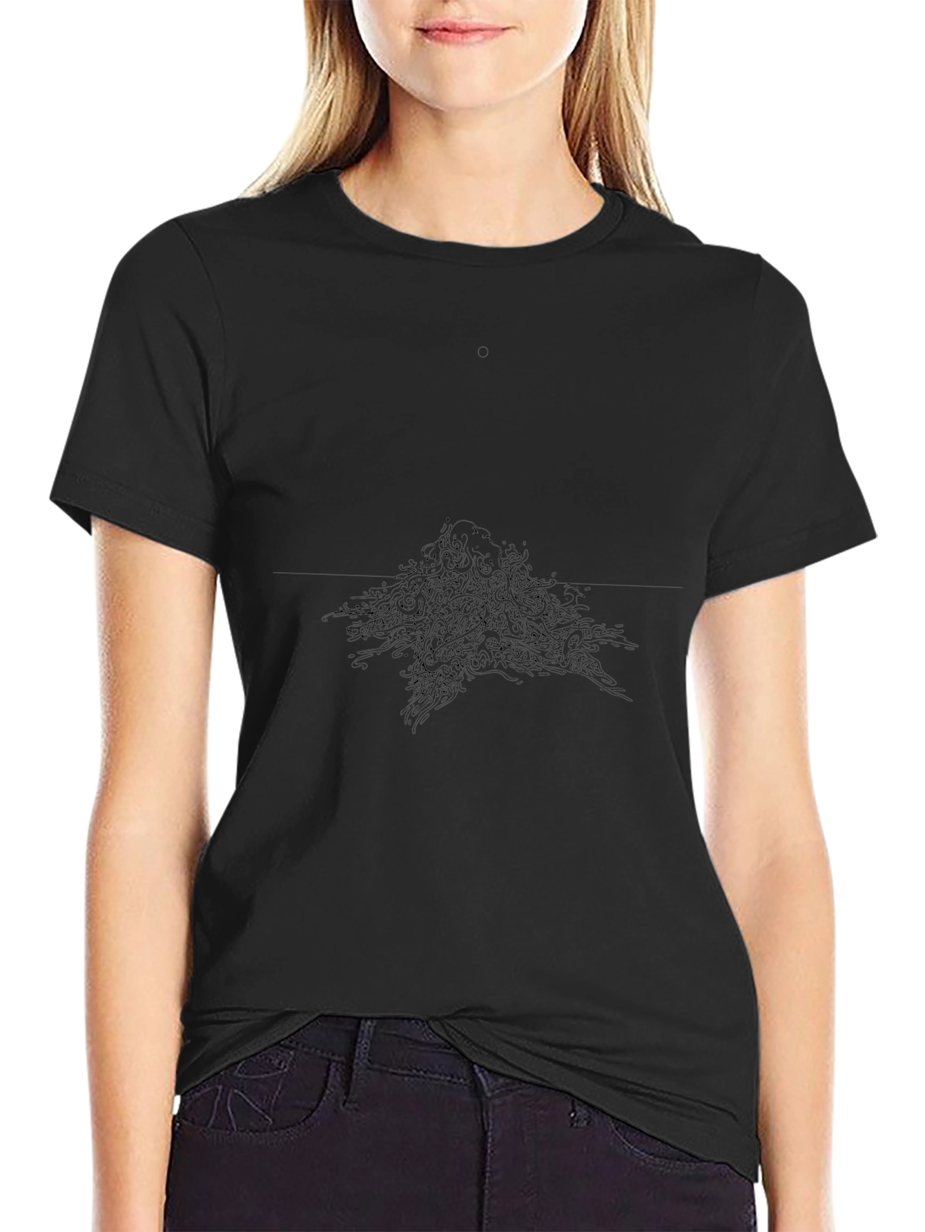 Black Graphic Tee - Abstract Design Comfort Fit