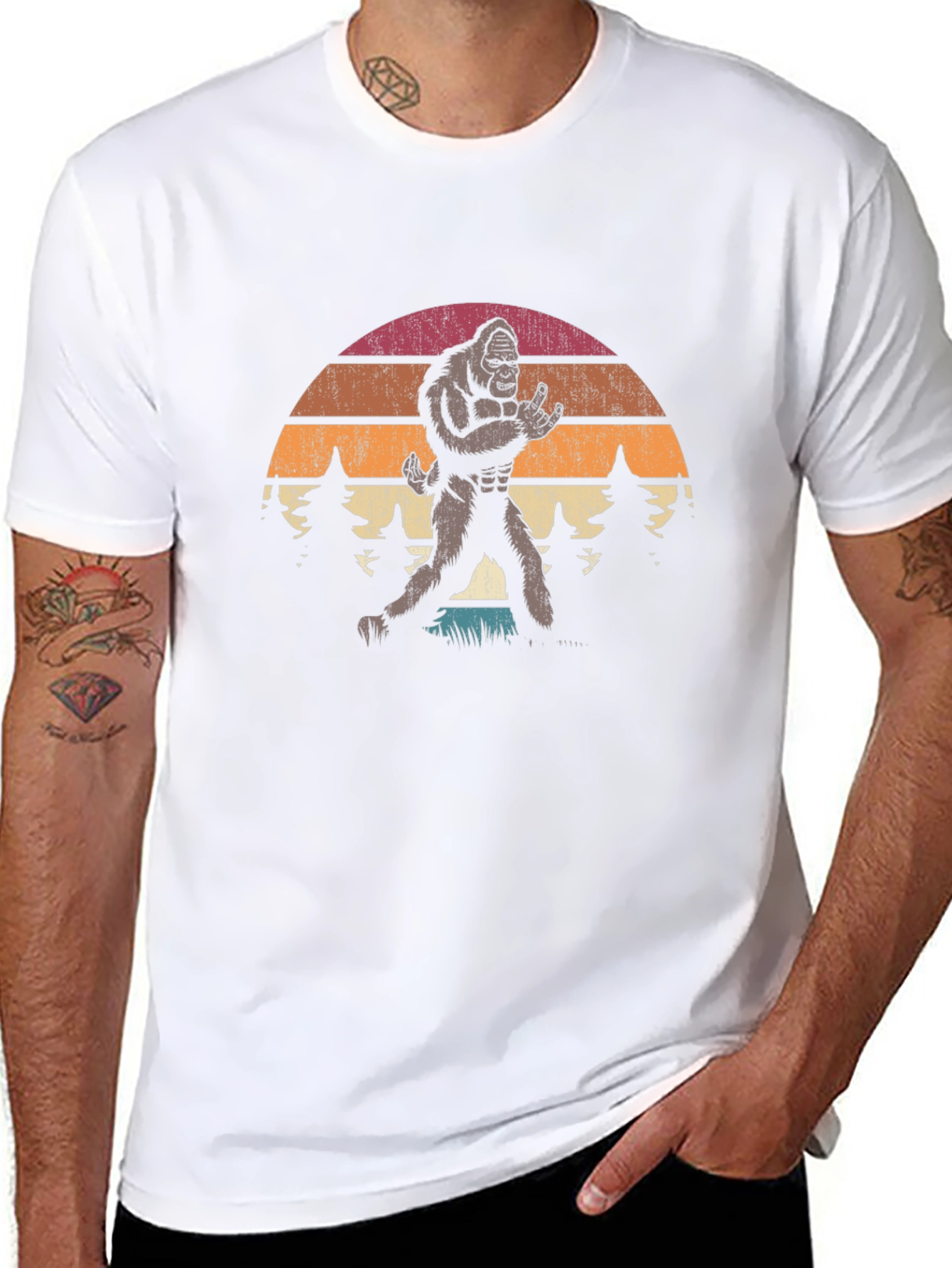 Bigfoot Sunset T-Shirt - Rock On Retro Design