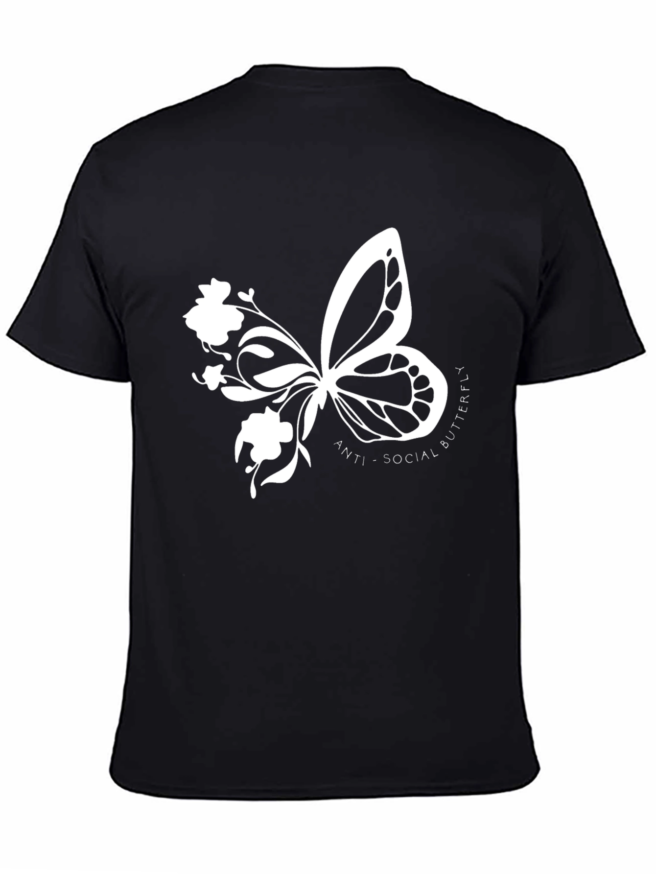 Anti-Social Butterfly Graphic Print T-Shirt