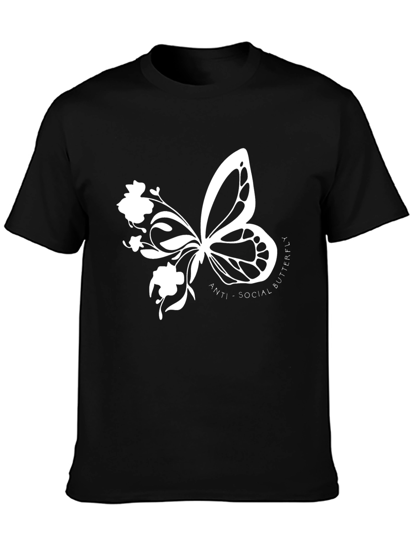 Anti-Social Butterfly Graphic Print T-Shirt