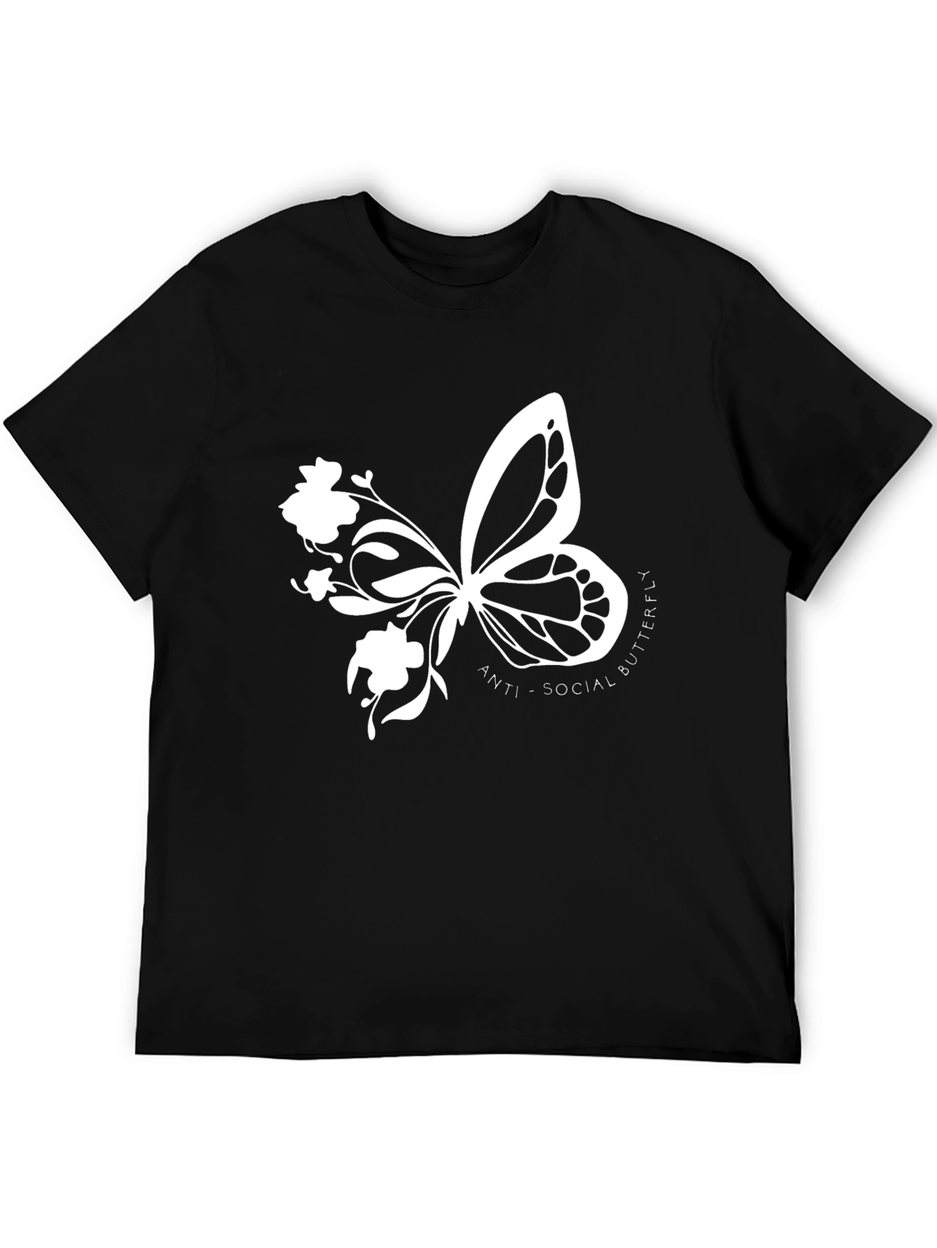 Anti-Social Butterfly Graphic Print T-Shirt