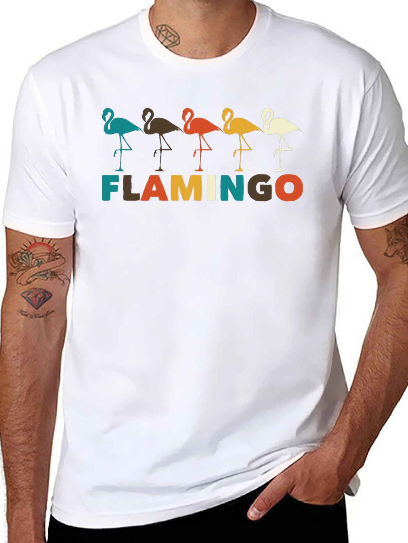 Retro Flamingo Graphic Tee -  Stylish Bird Lover Shirt
