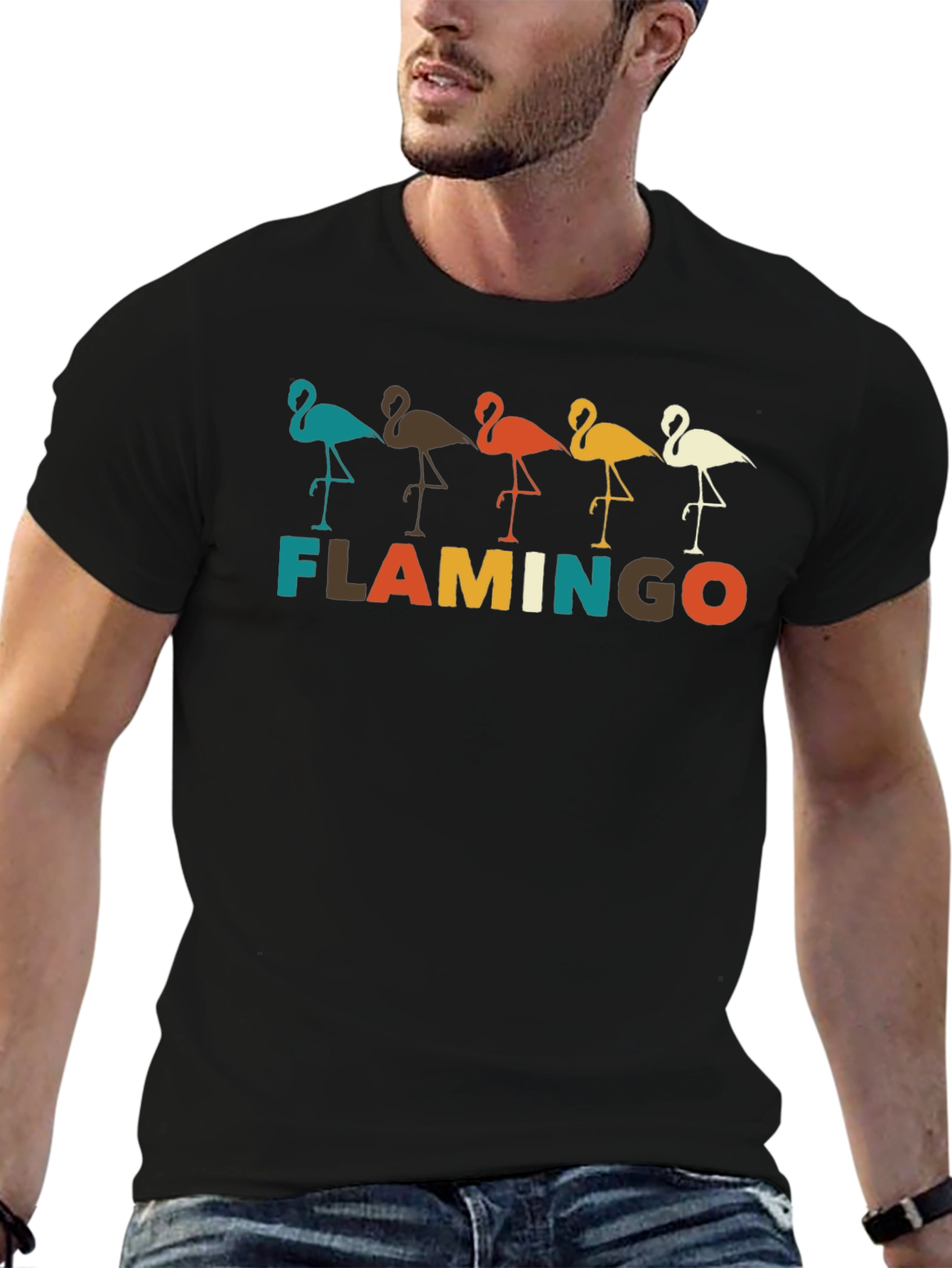 Retro Flamingo Graphic Tee -  Stylish Bird Lover Shirt