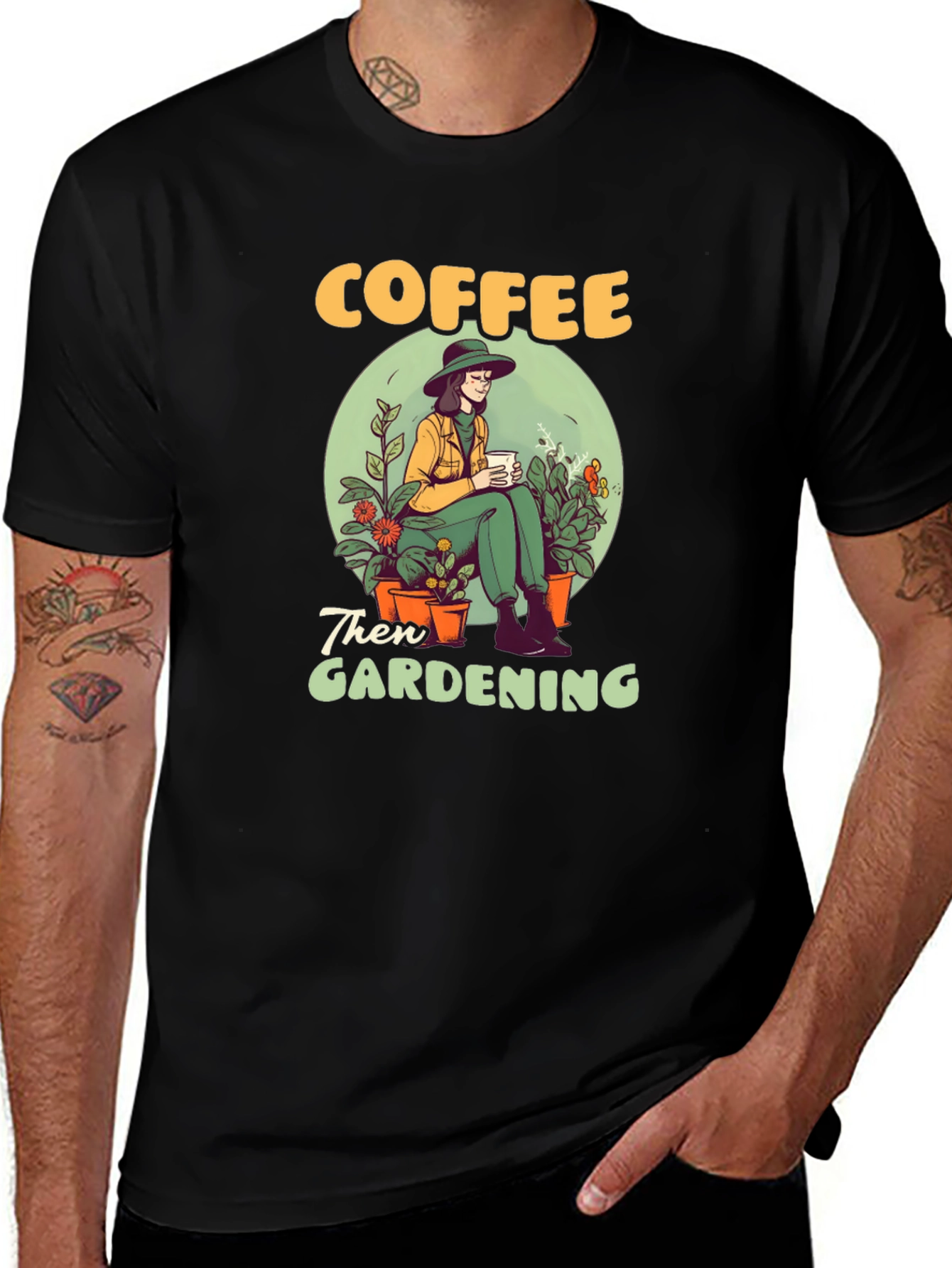 Coffee Then Gardening Graphic Tee