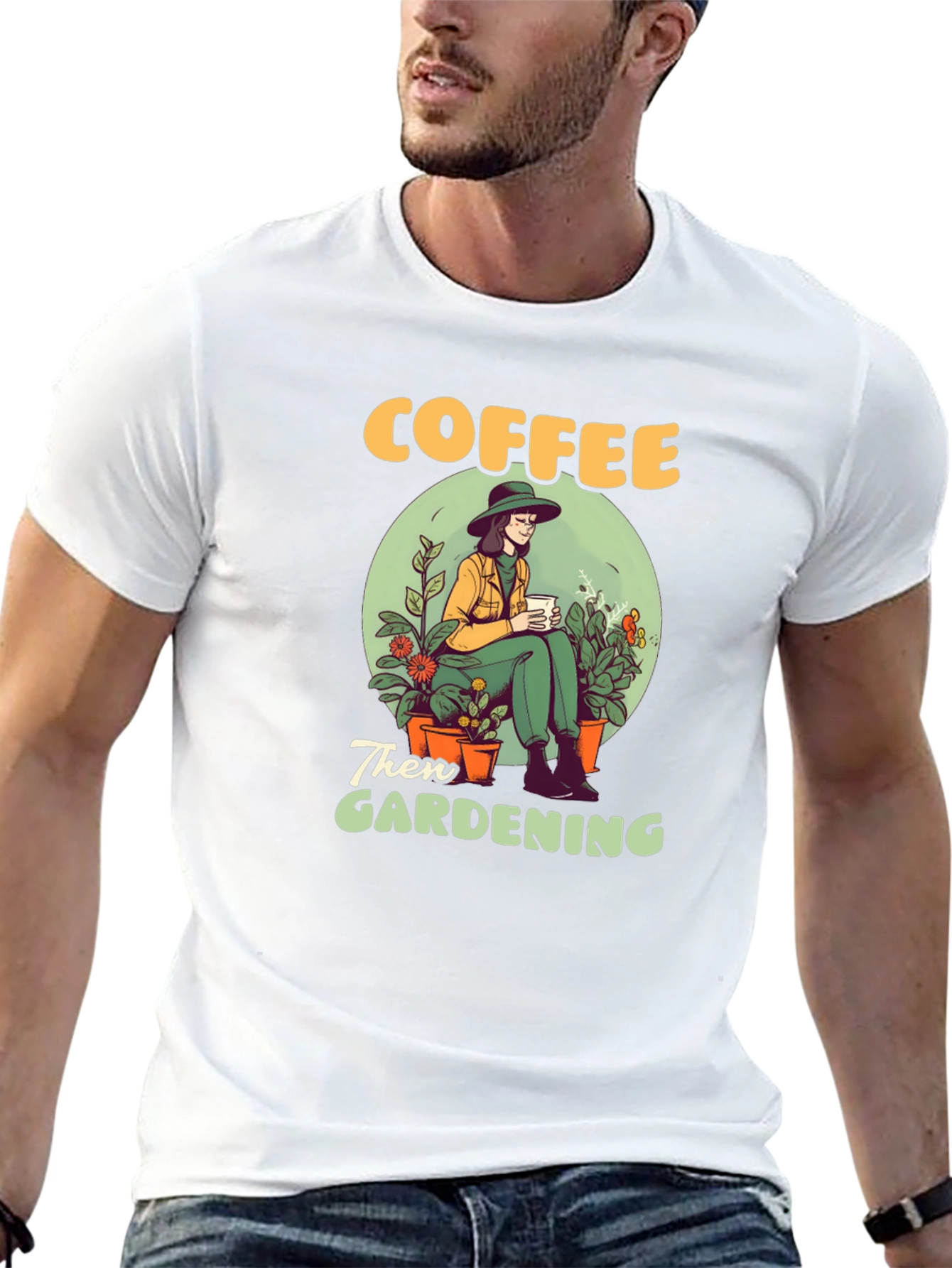 Coffee Then Gardening Graphic Tee