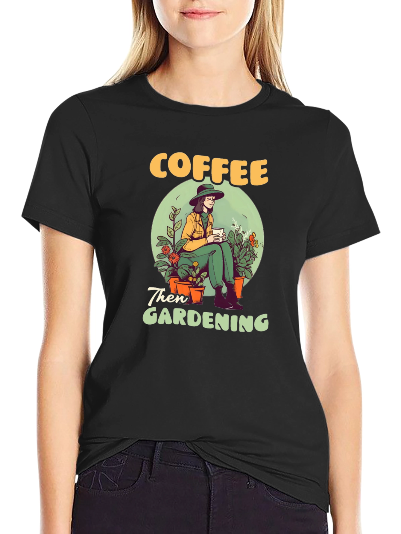 Coffee Then Gardening Graphic Tee