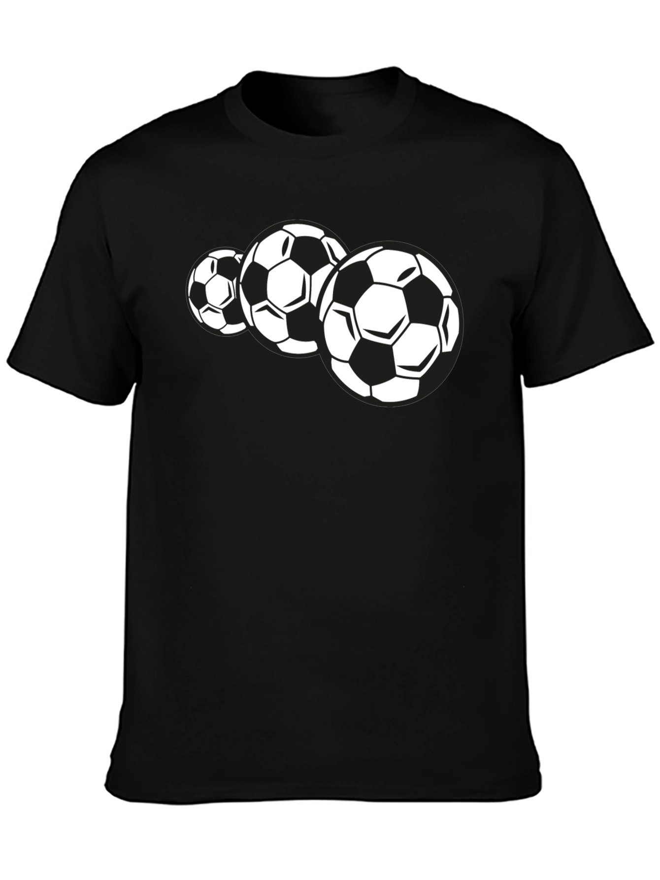 Soccer Balls Graphic Tee - Black Short Sleeve