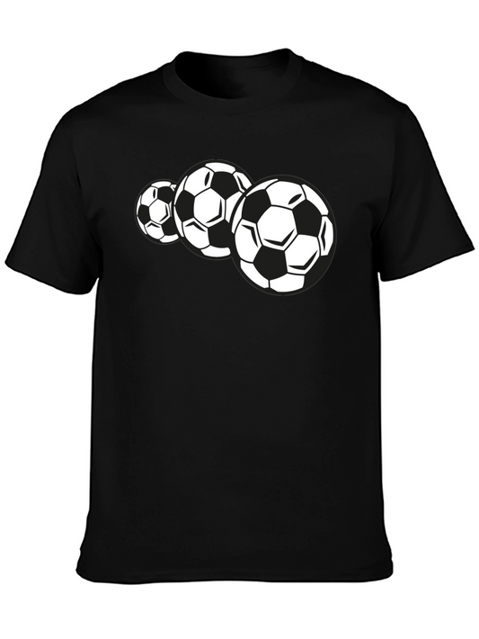 Soccer Balls Graphic Tee - Black Short Sleeve