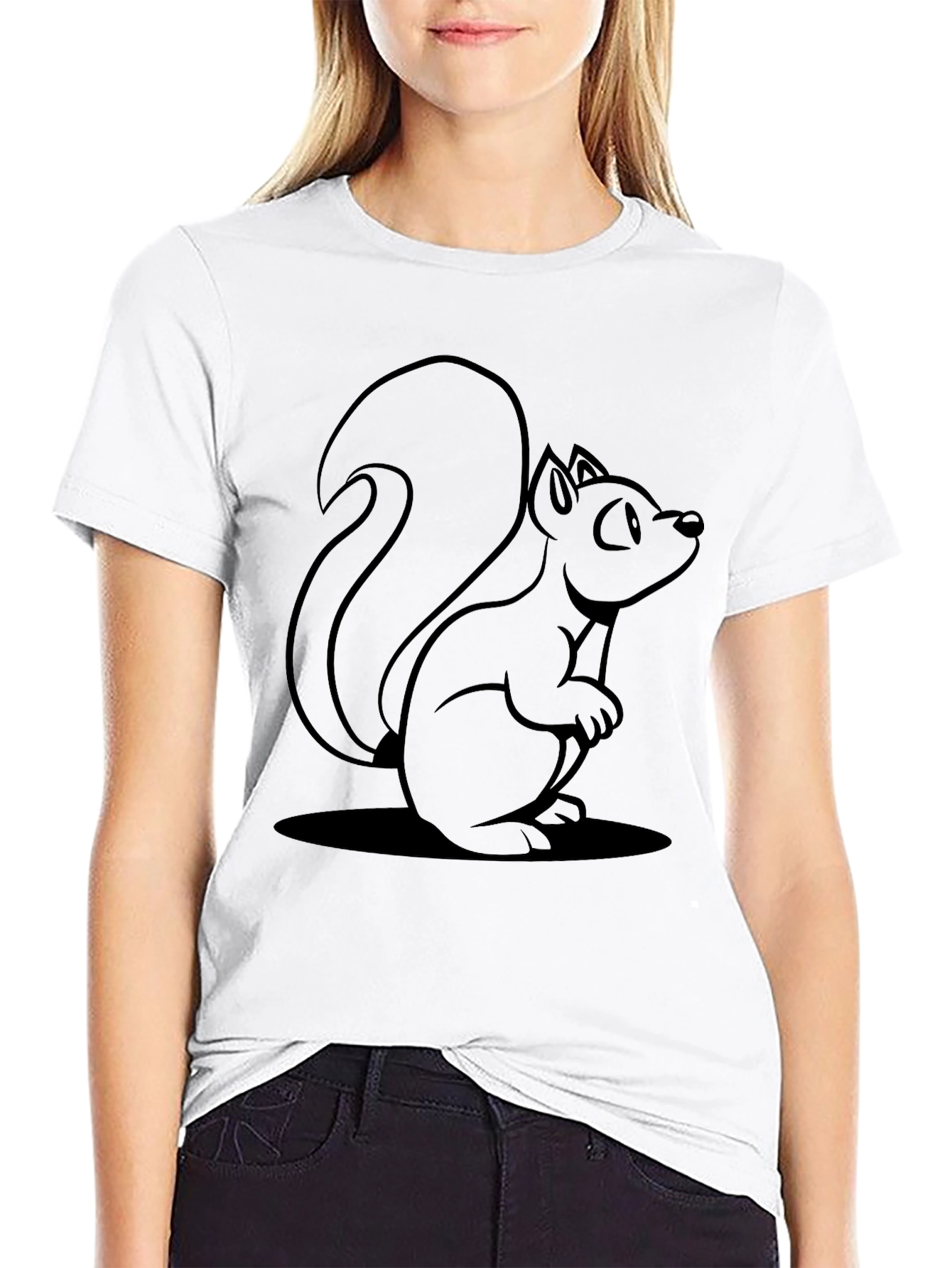 Squirrel Graphic Tee - Black Cotton Blend