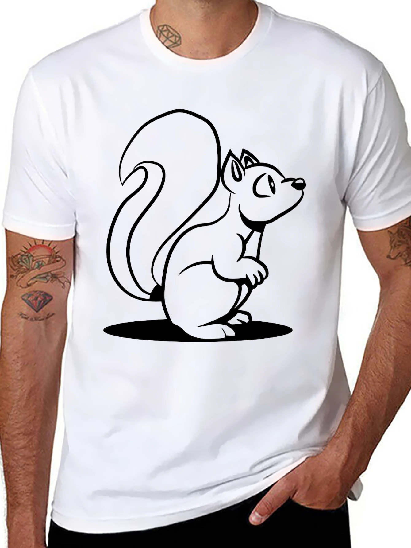 Squirrel Graphic Tee - Black Cotton Blend