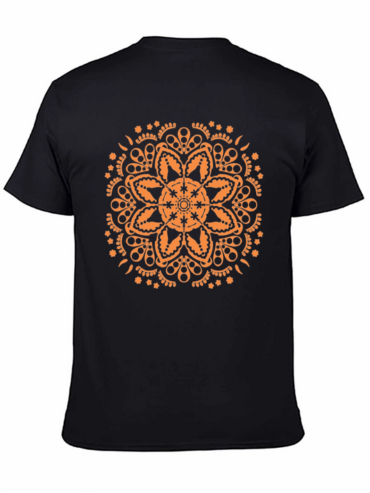 Black T-Shirt with Mandala Design