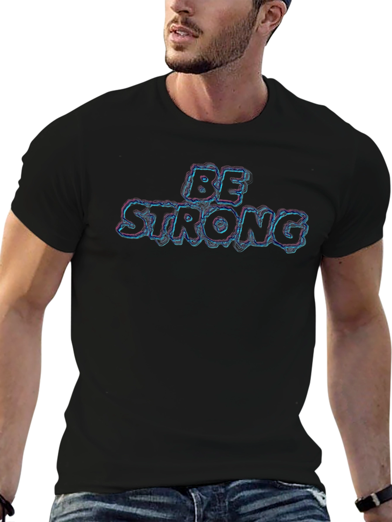 Be Strong Graphic T-Shirt - Black Cotton Tee
