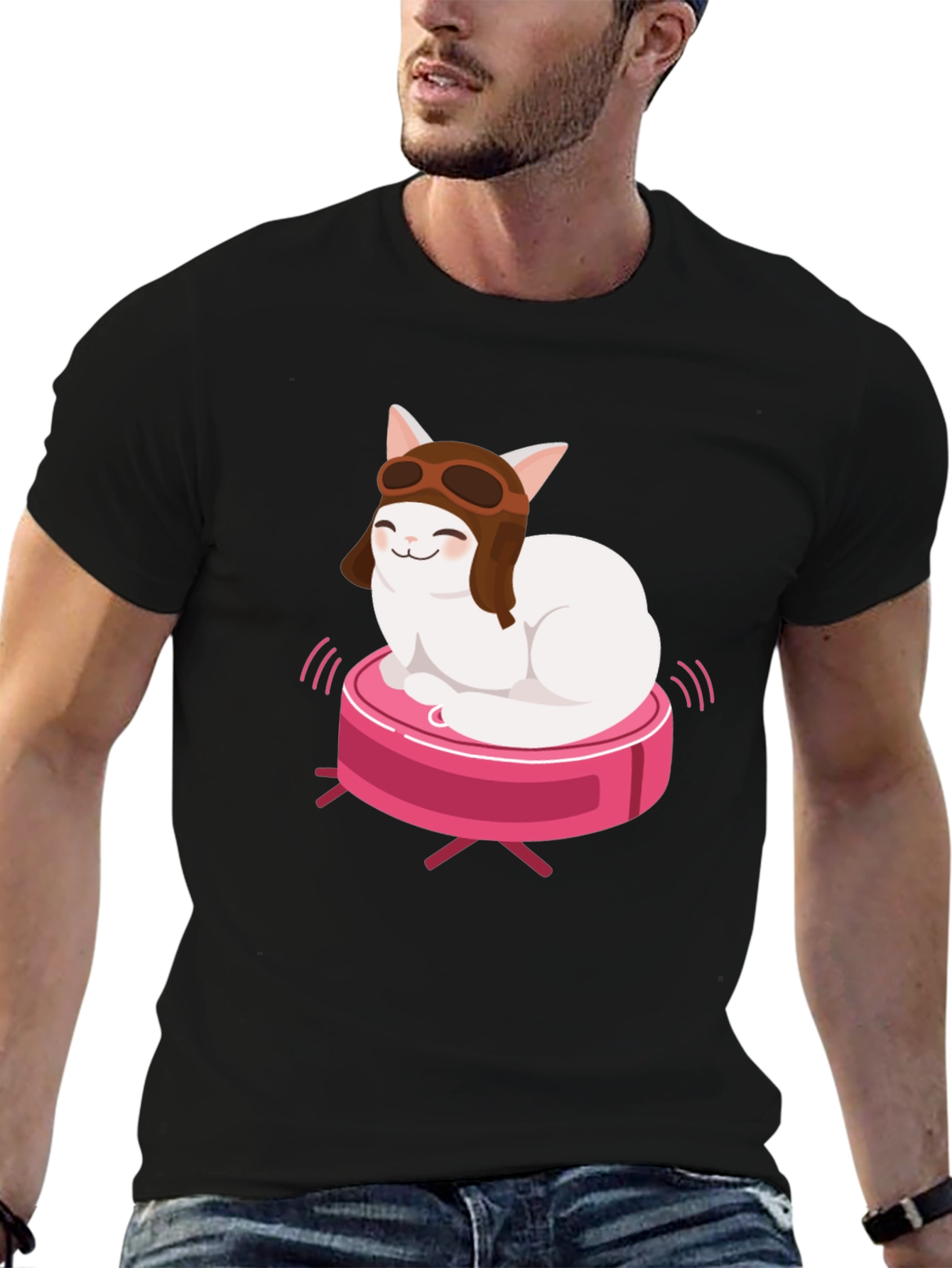 Cat Pilot on Robot Vacuum T-Shirt