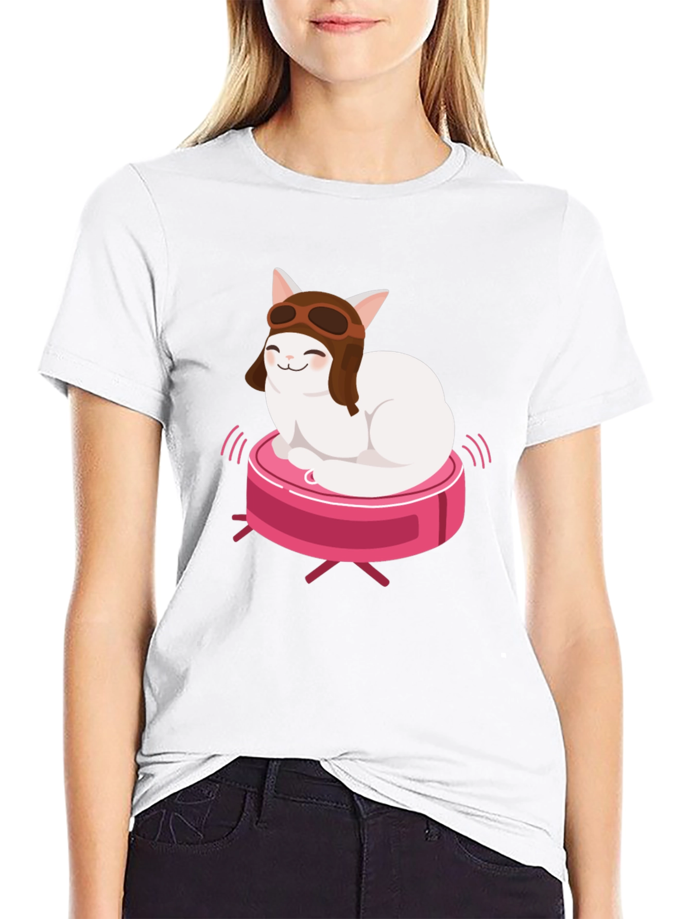 Cat Pilot on Robot Vacuum T-Shirt