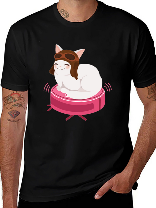Cat Pilot on Robot Vacuum T-Shirt