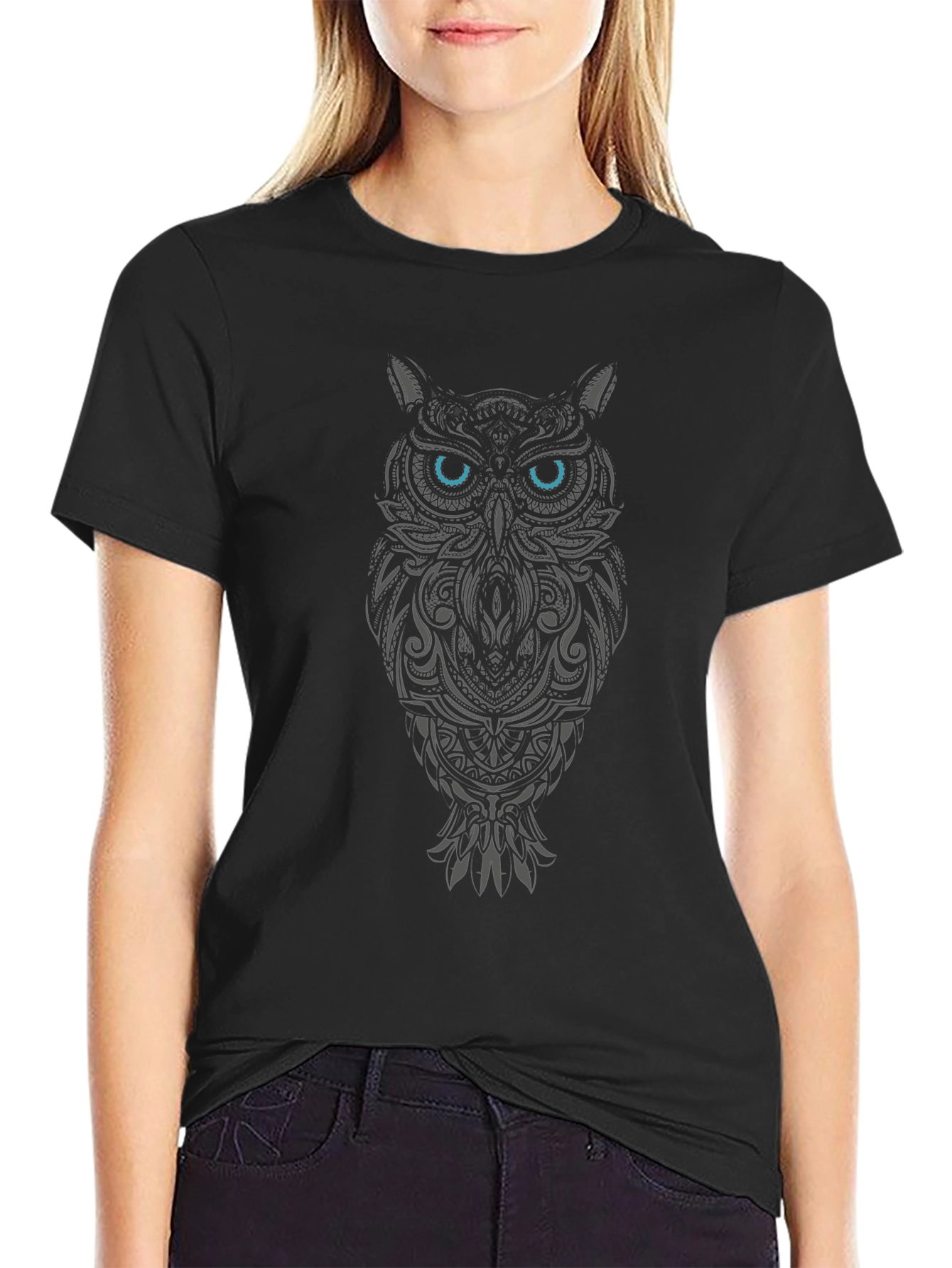 Tribal Owl Graphic Tee - Blue Eyes
