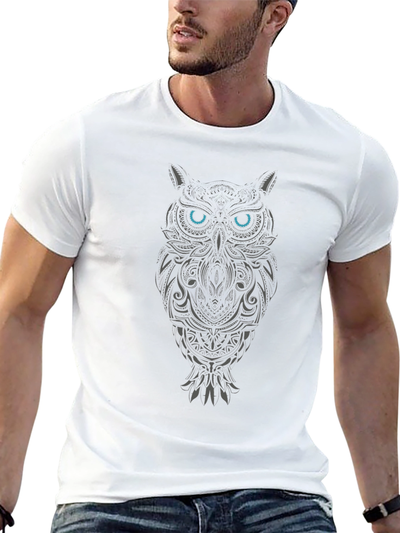 Tribal Owl Graphic Tee - Blue Eyes