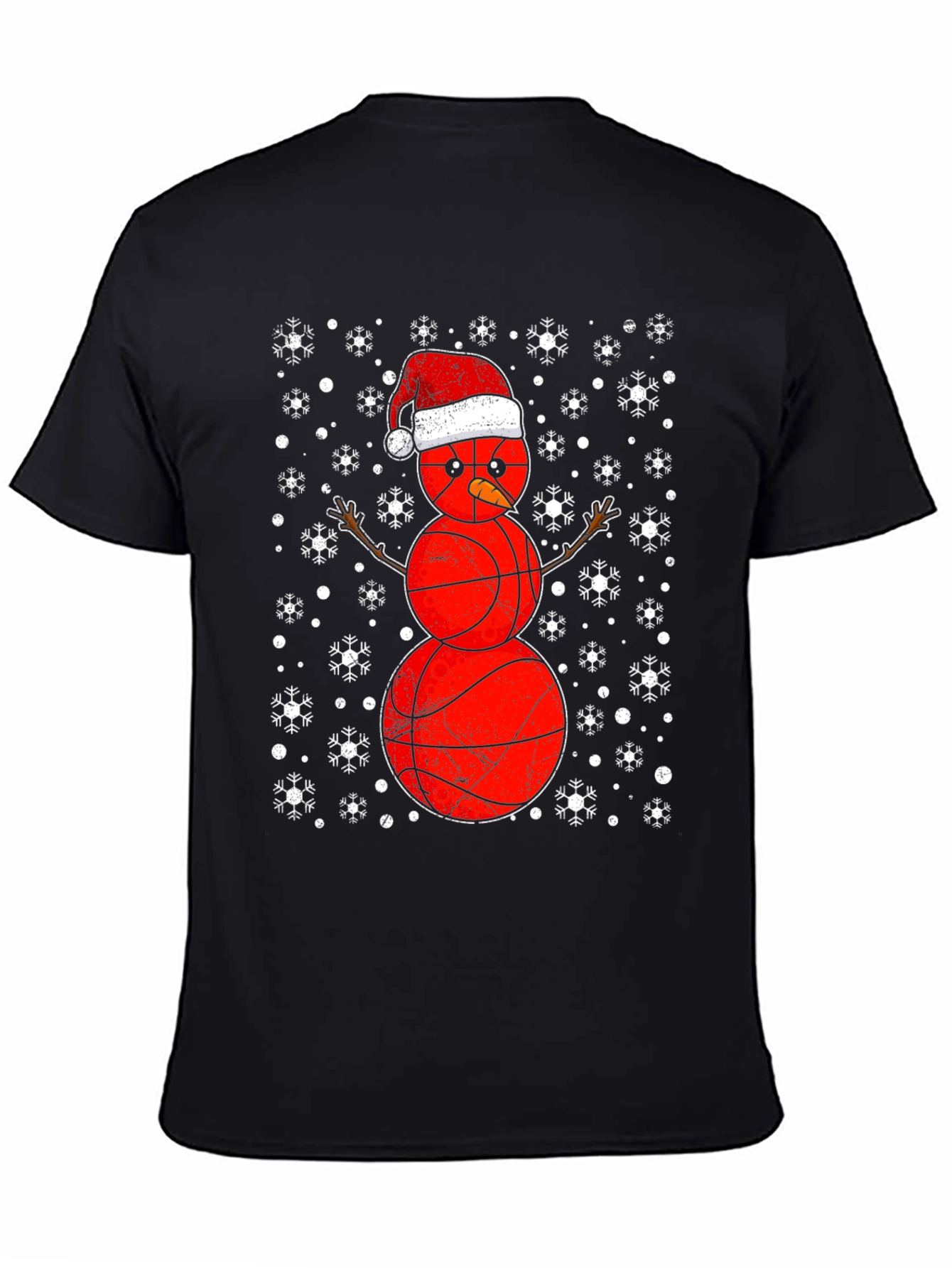 Basketball Snowman Christmas T-Shirt