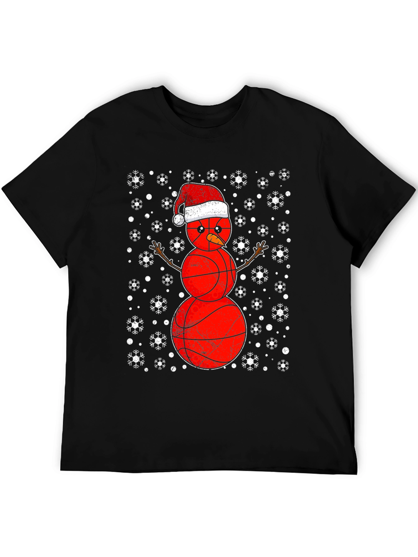 Basketball Snowman Christmas T-Shirt