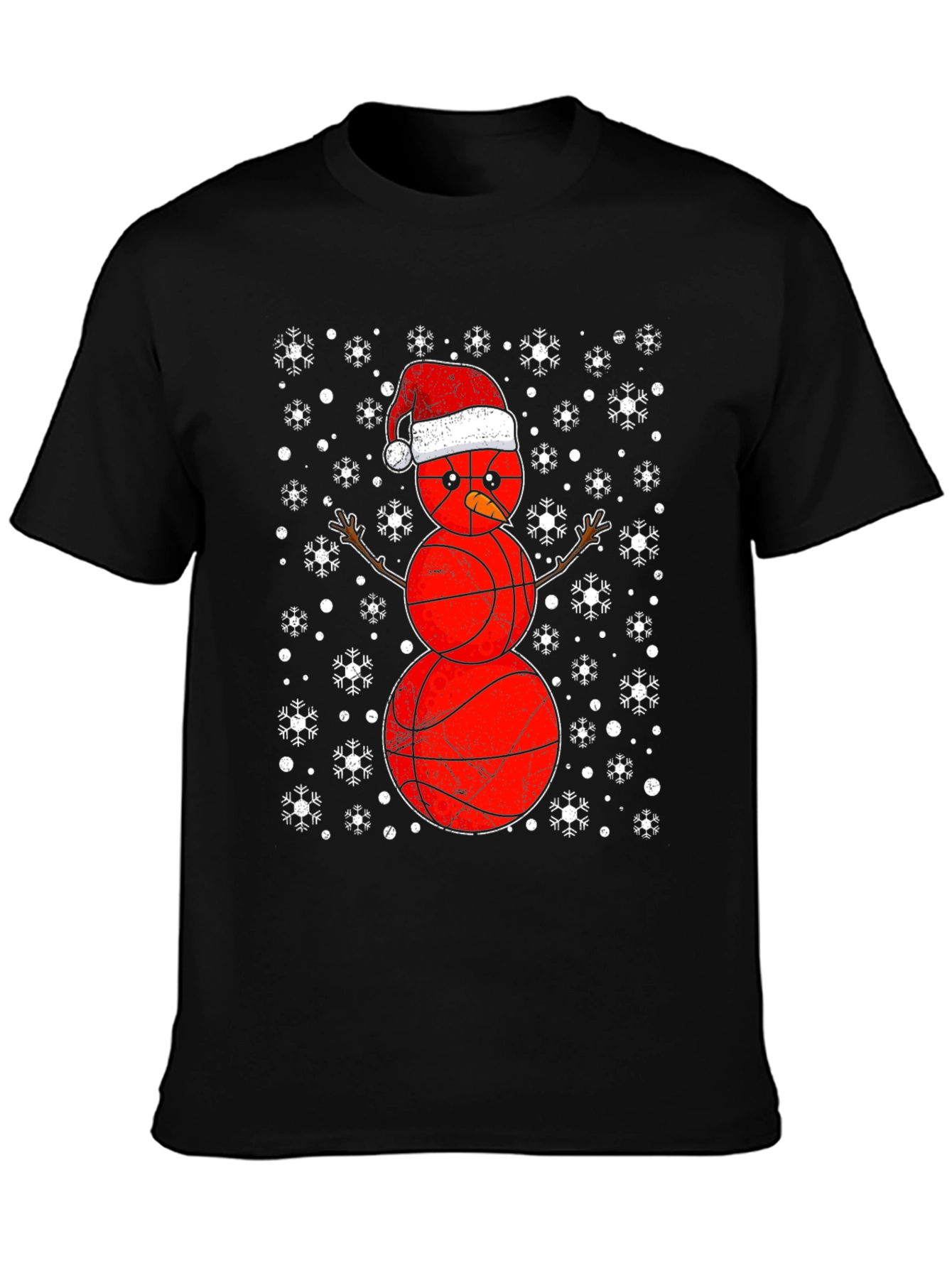 Basketball Snowman Christmas T-Shirt