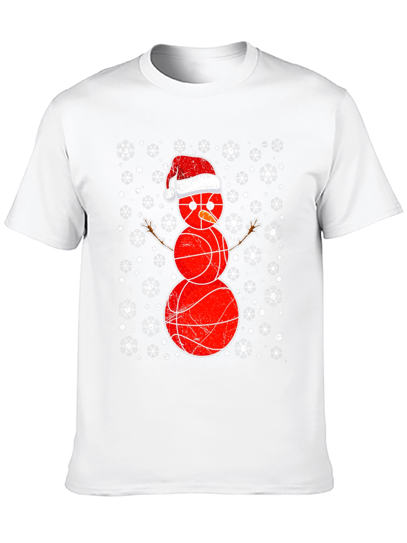Basketball Snowman Christmas T-Shirt