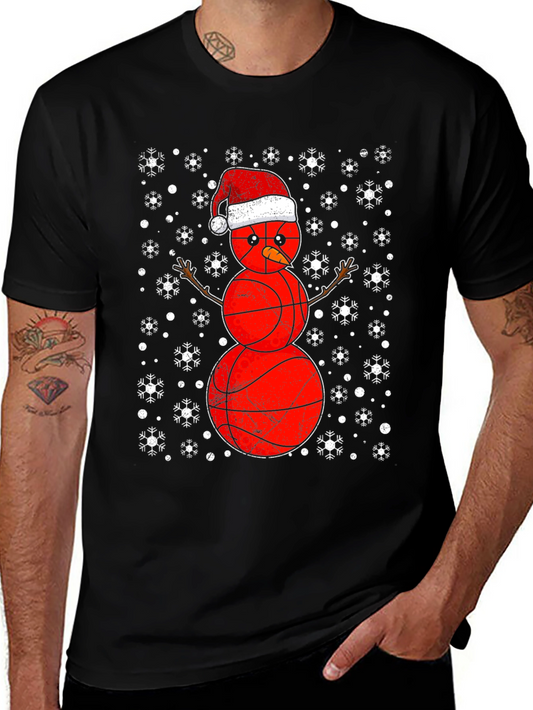 Basketball Snowman Christmas T-Shirt
