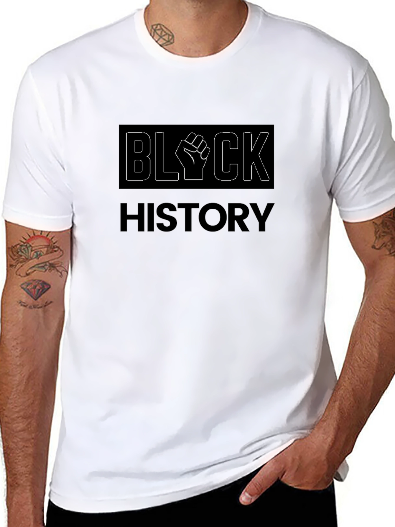 Black History T-Shirt with Raised Fist Design