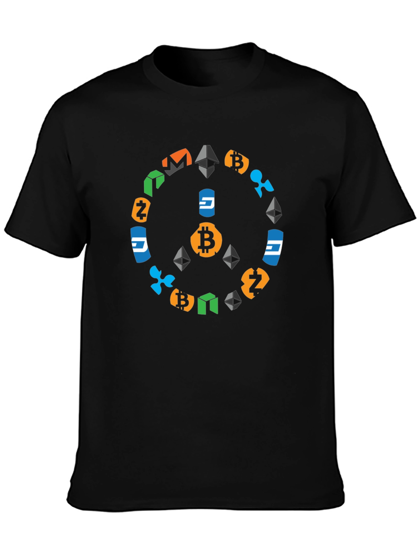 Crypto Peace Sign Black T-Shirt