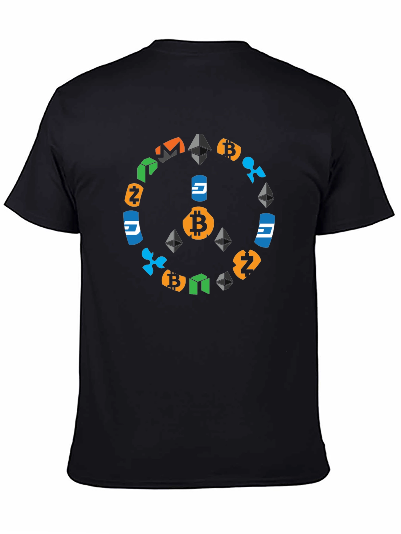 Crypto Peace Sign Black T-Shirt