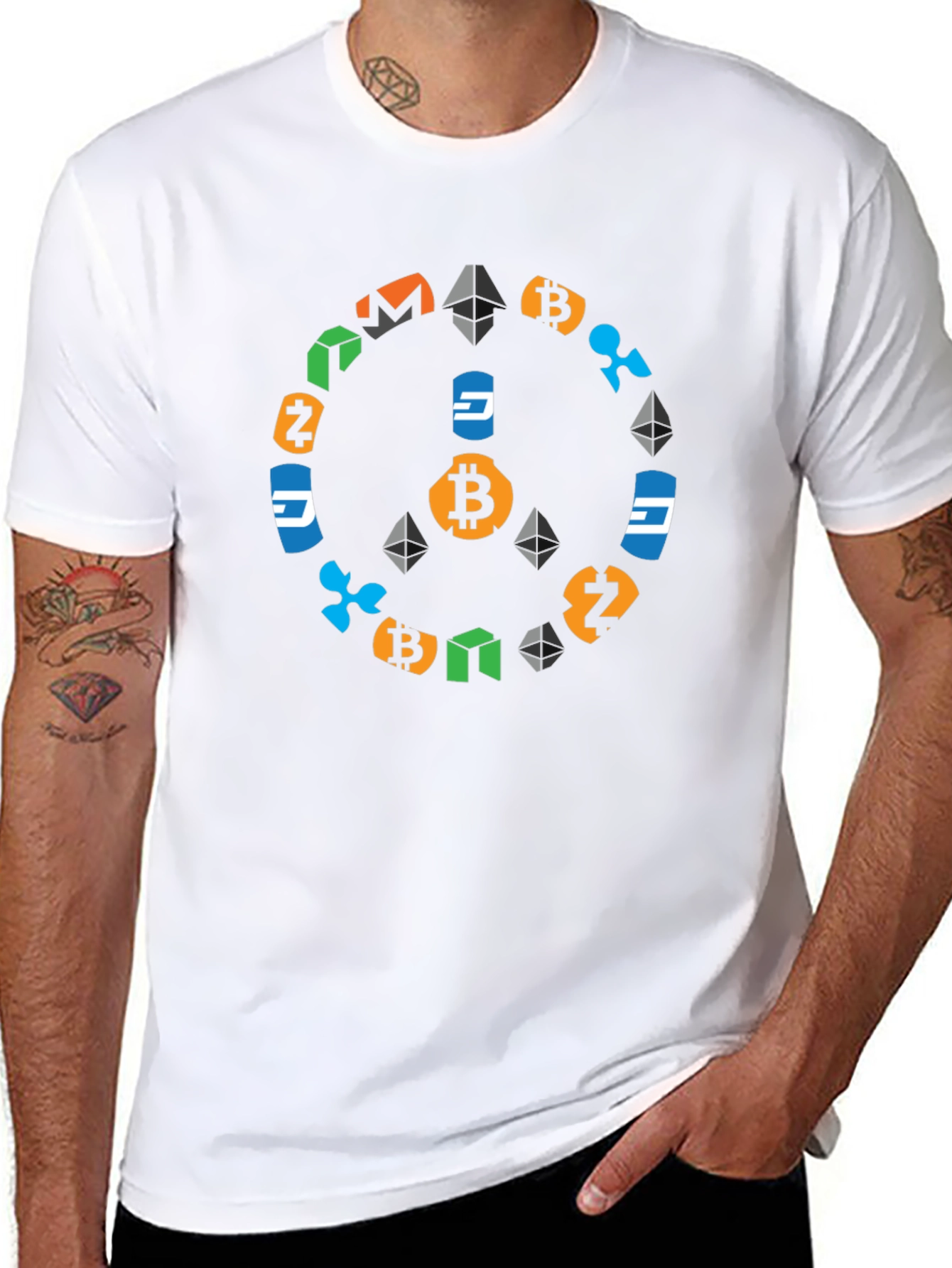 Crypto Peace Sign Black T-Shirt