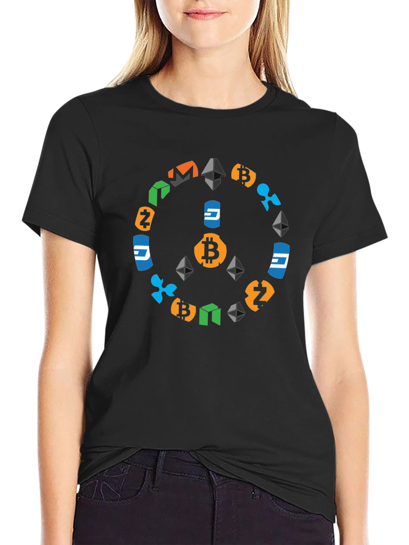 Crypto Peace Sign Black T-Shirt