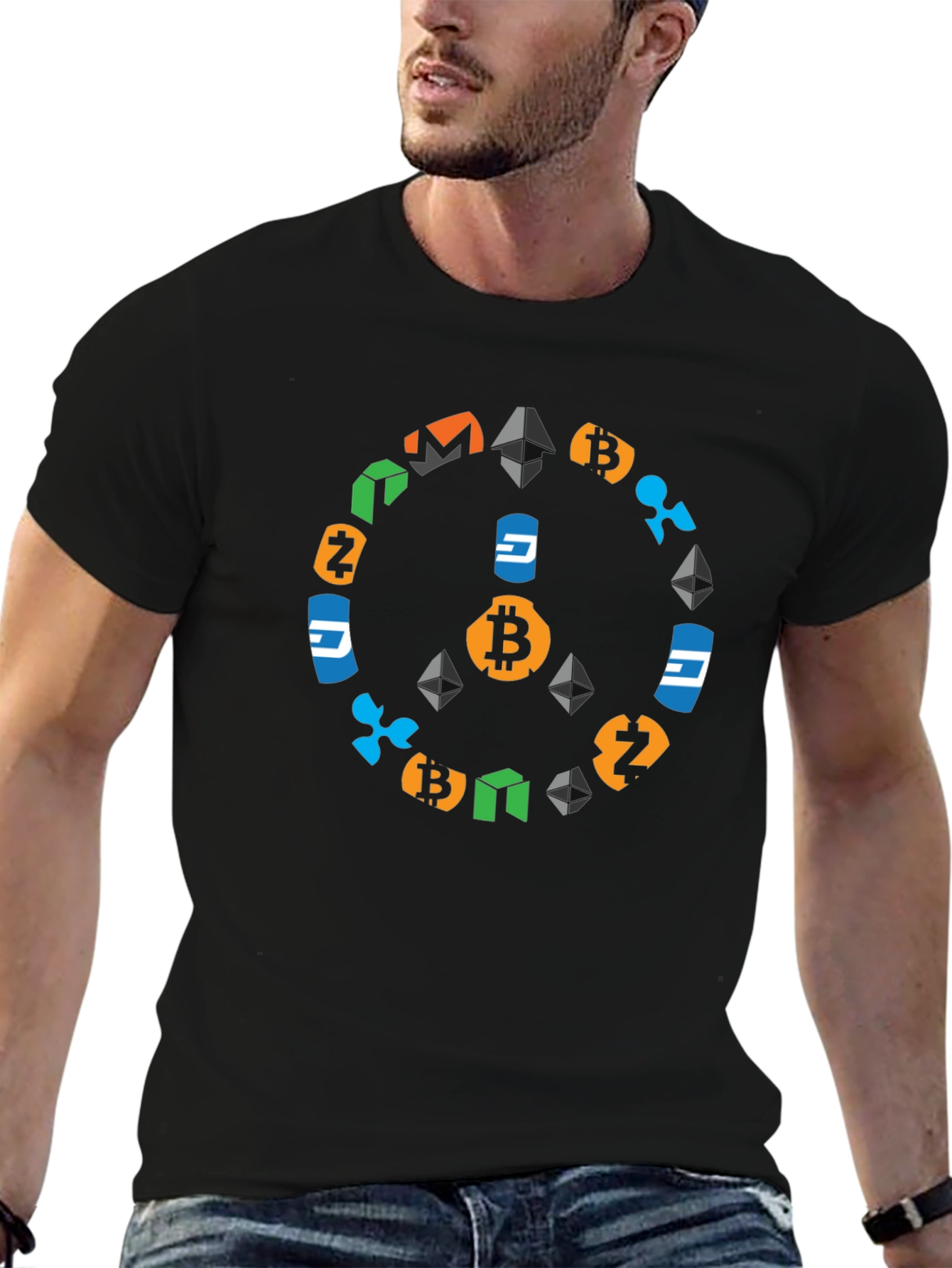 Crypto Peace Sign Black T-Shirt