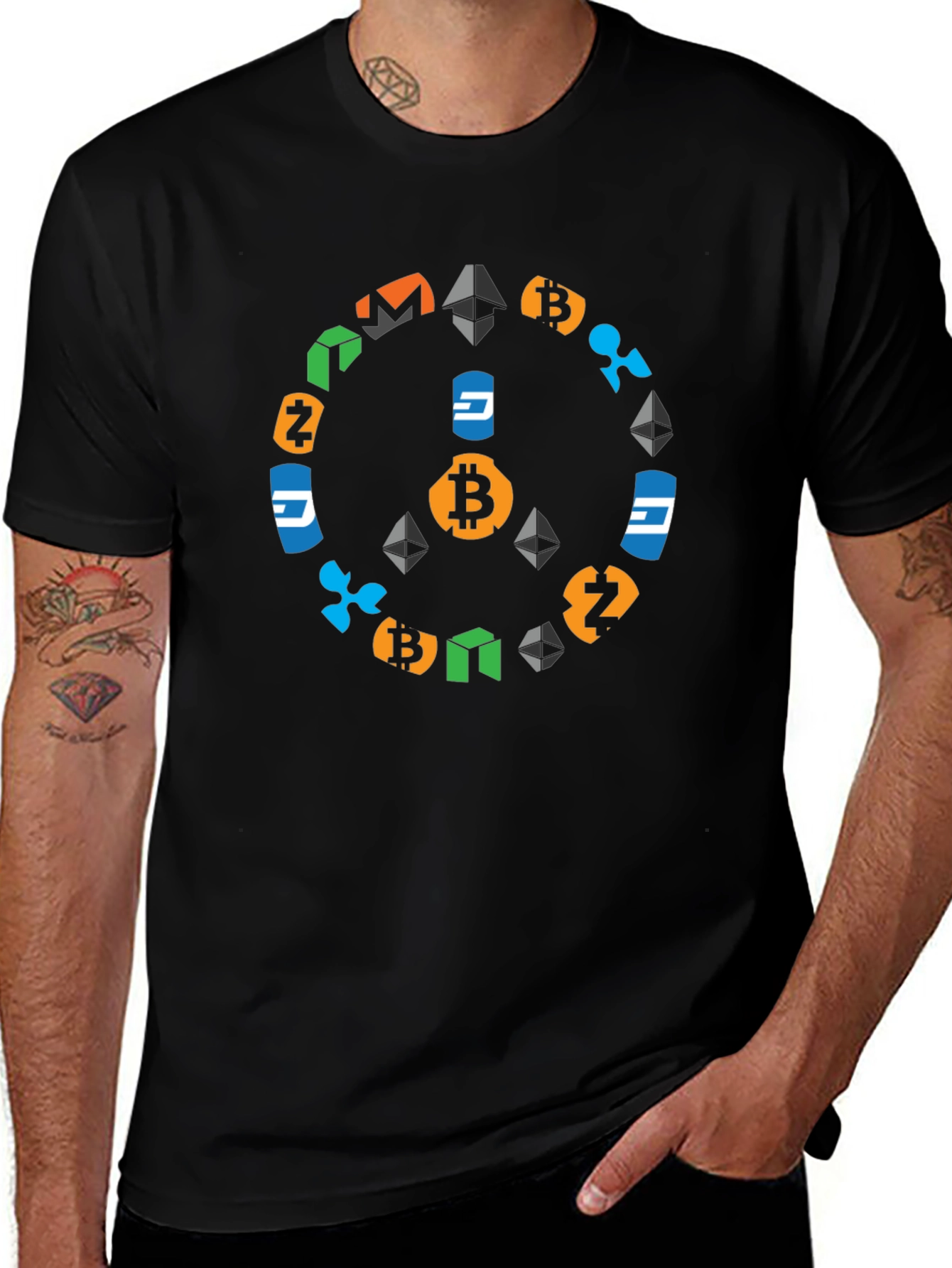 Crypto Peace Sign Black T-Shirt