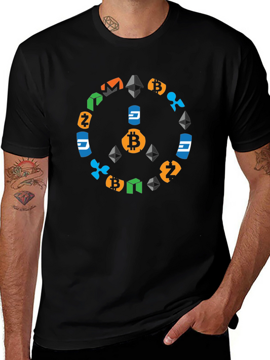 Crypto Peace Sign Black T-Shirt