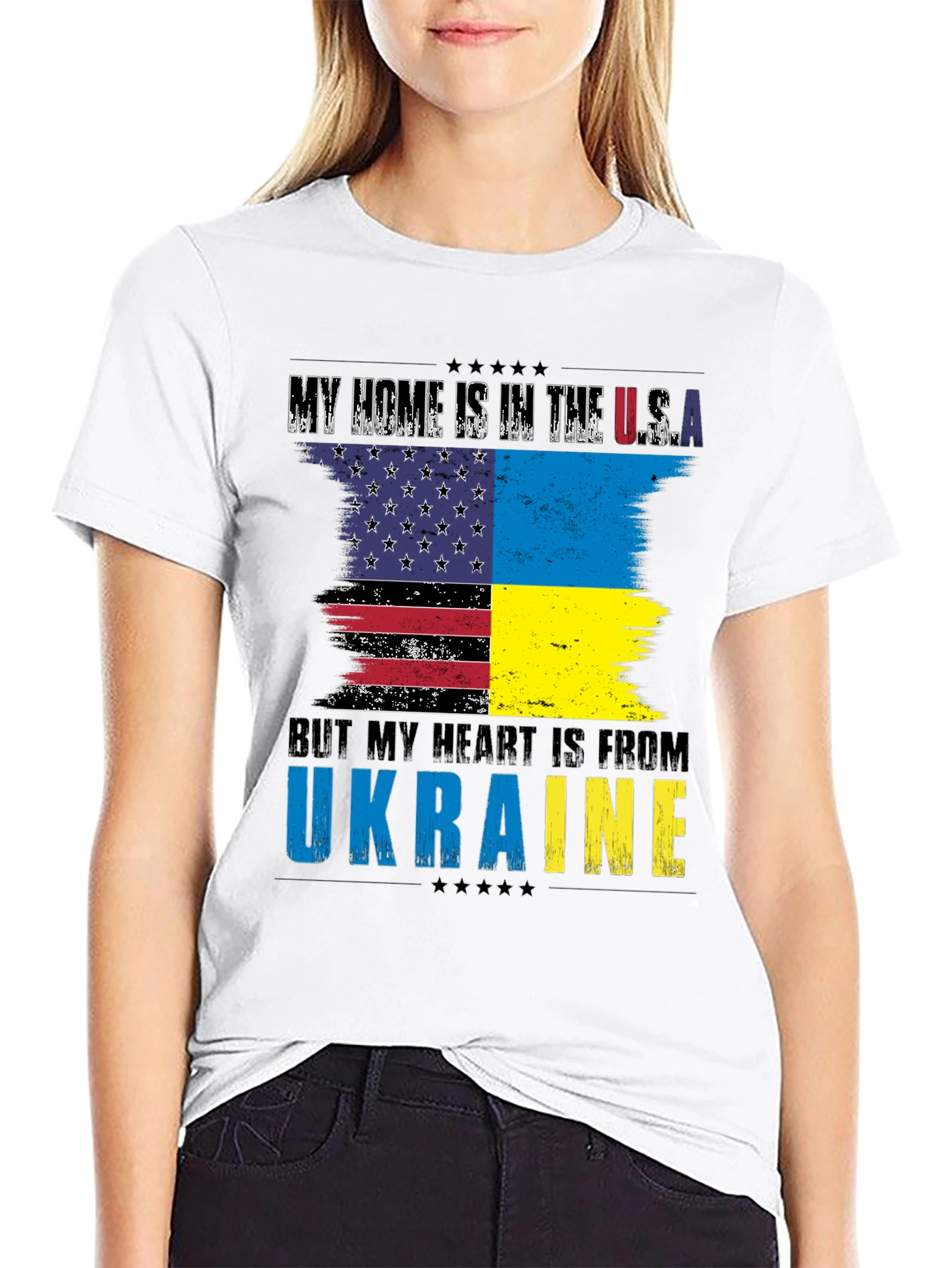 USA Ukraine Flag T-Shirt Patriot Support