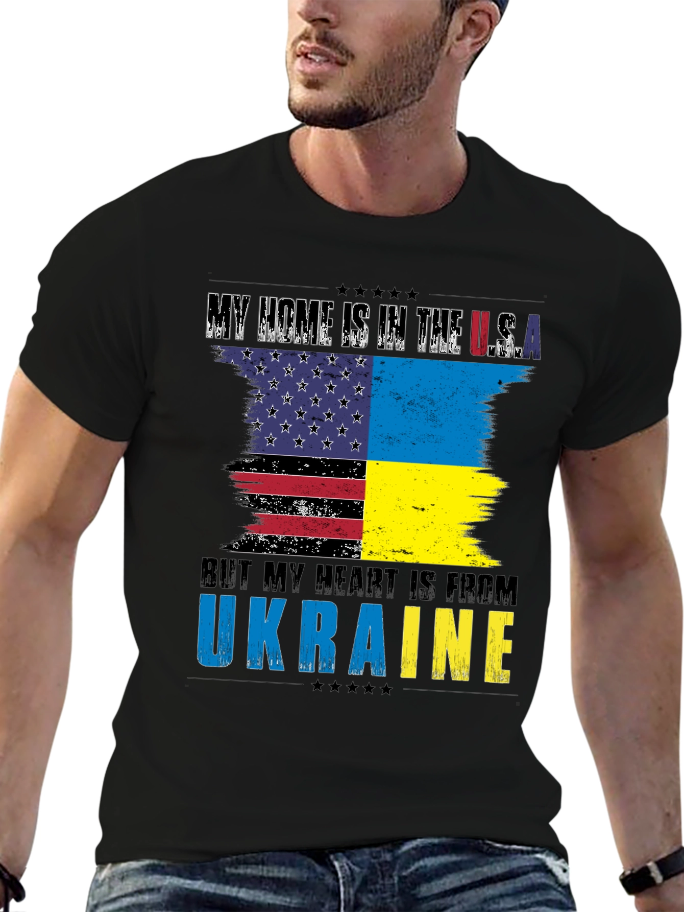 USA Ukraine Flag T-Shirt Patriot Support