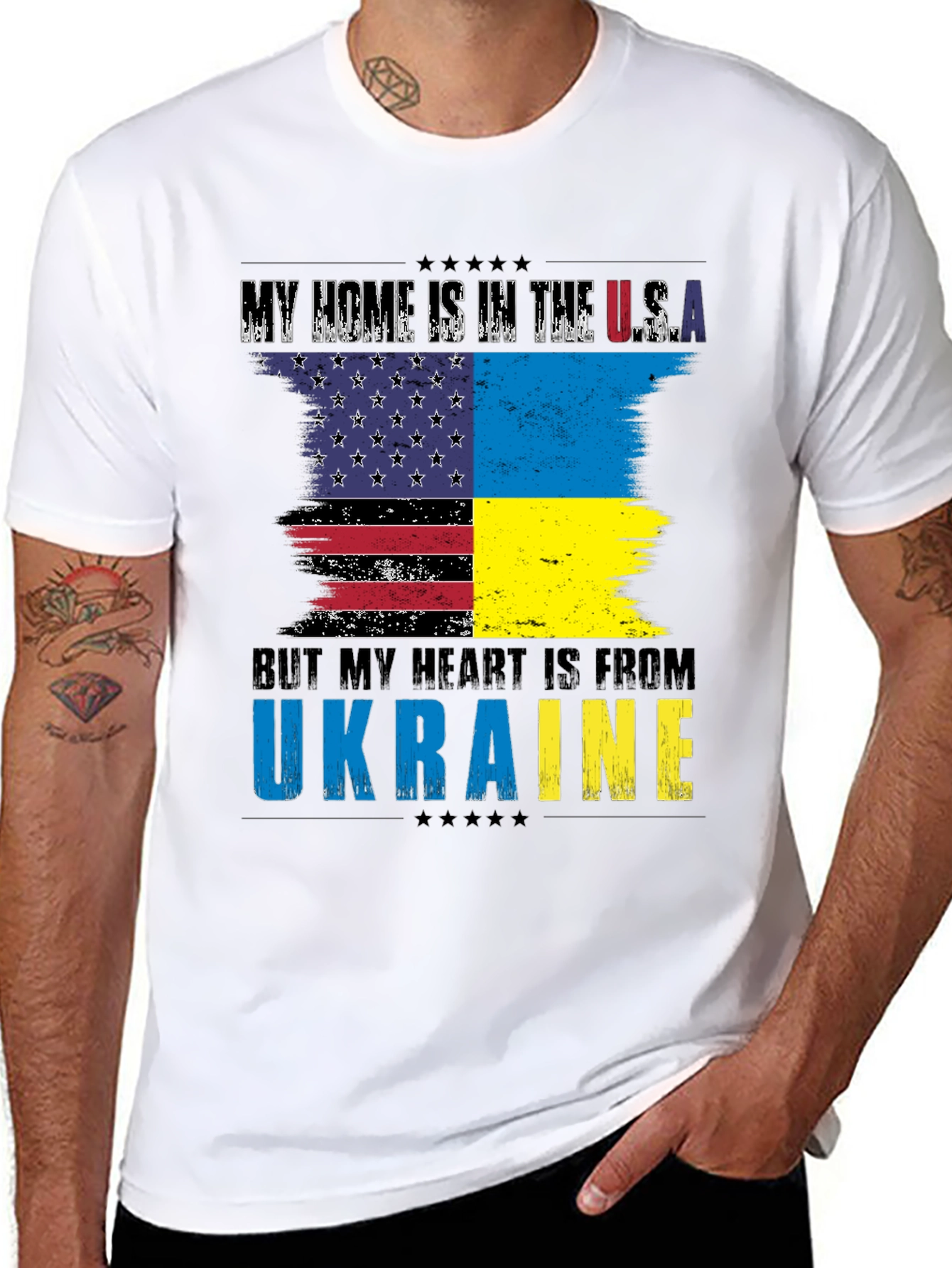 USA Ukraine Flag T-Shirt Patriot Support