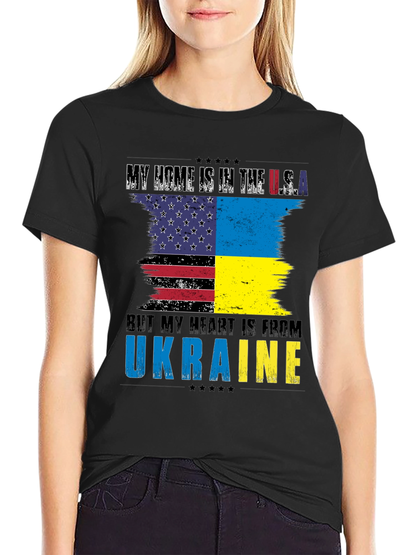 USA Ukraine Flag T-Shirt Patriot Support