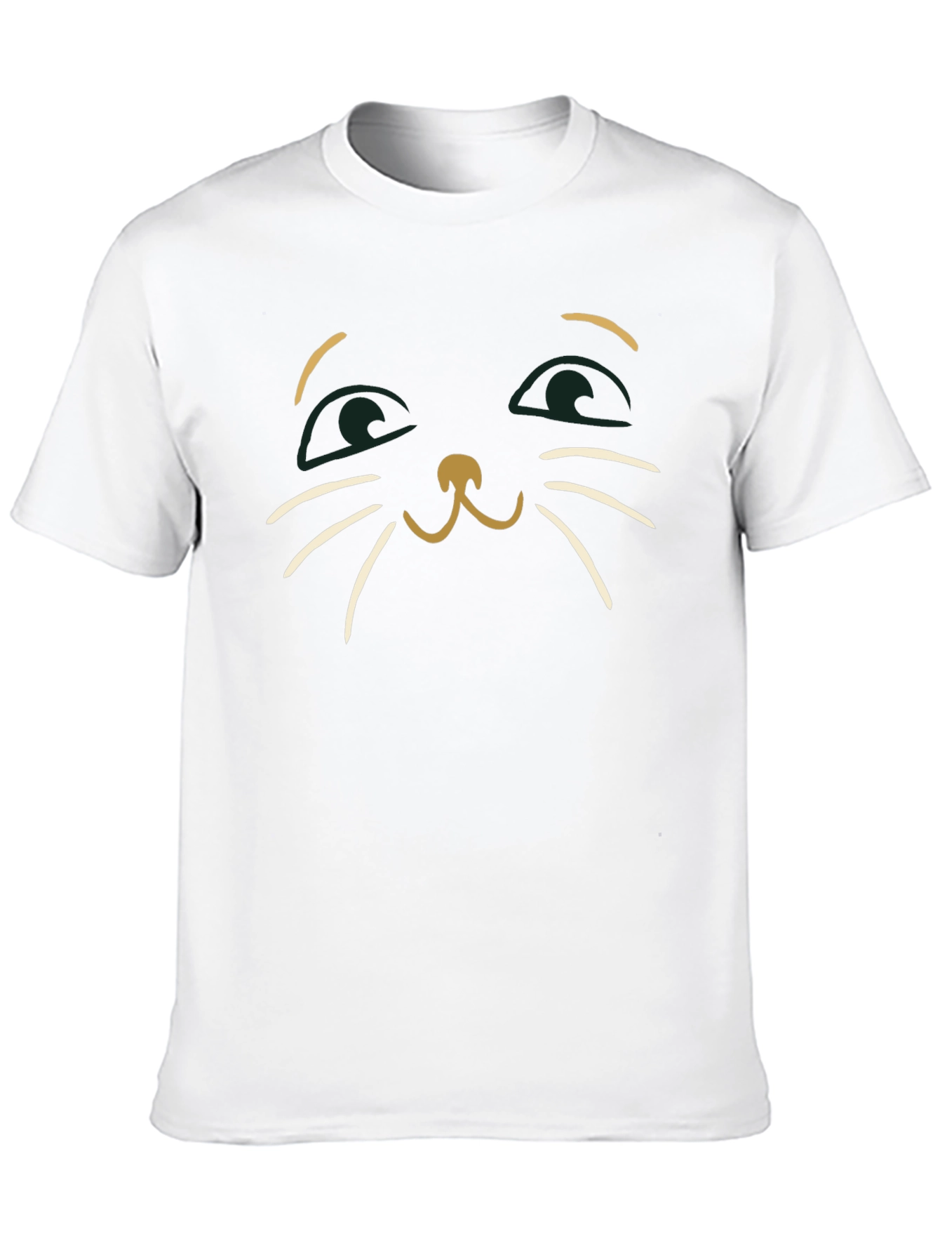 Cute Cat Face Graphic Tee - Mens Black T-Shirt