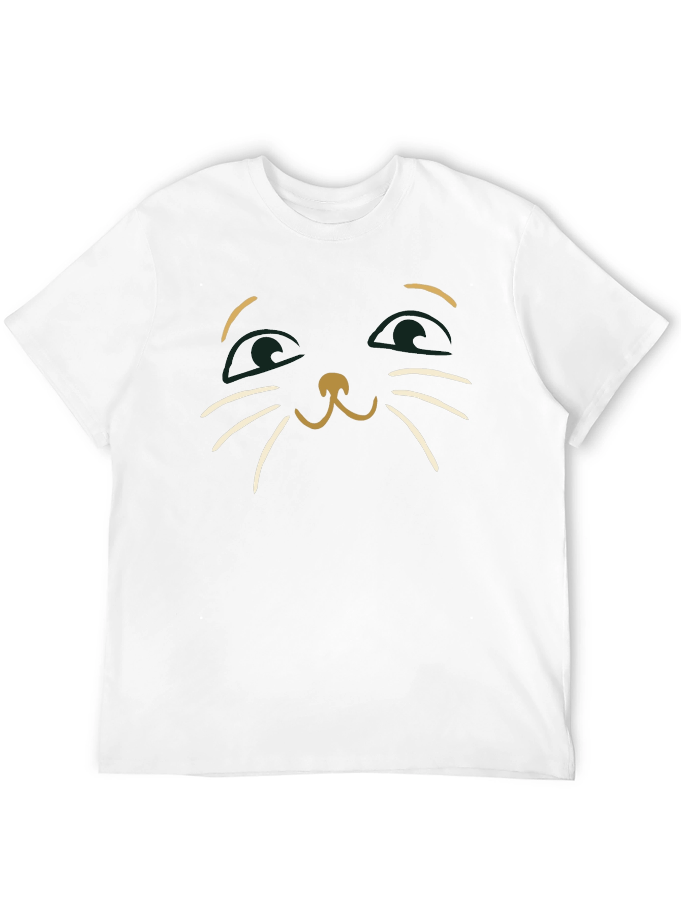 Cute Cat Face Graphic Tee - Mens Black T-Shirt