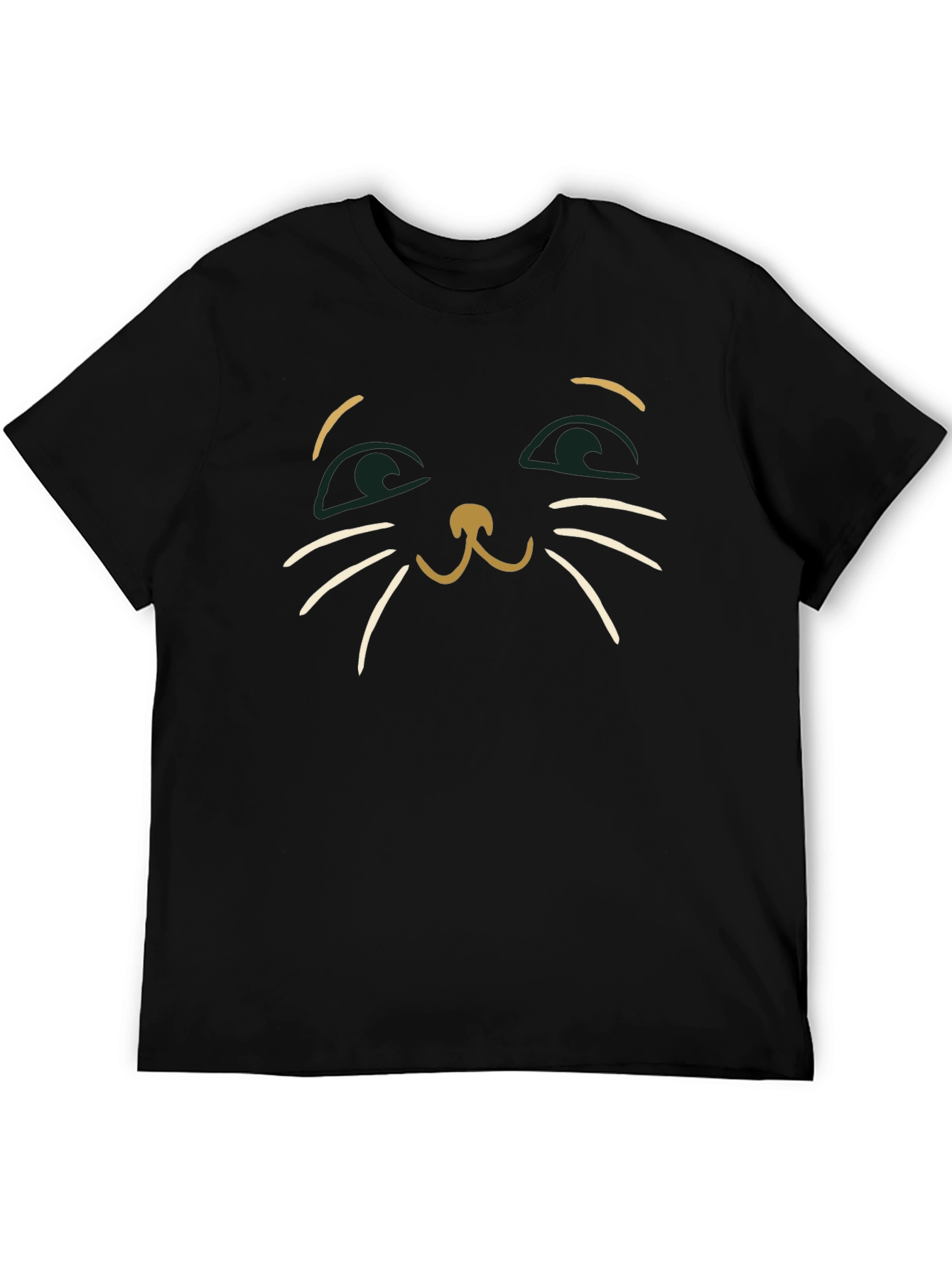 Cute Cat Face Graphic Tee - Mens Black T-Shirt
